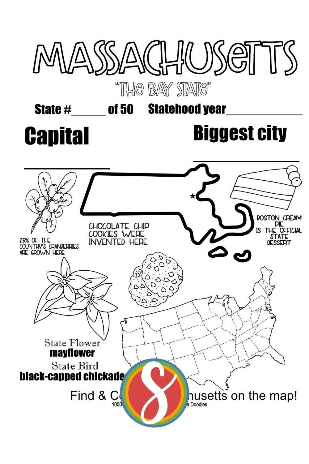 Free Massachusetts Coloring Pages Stevie Doodles