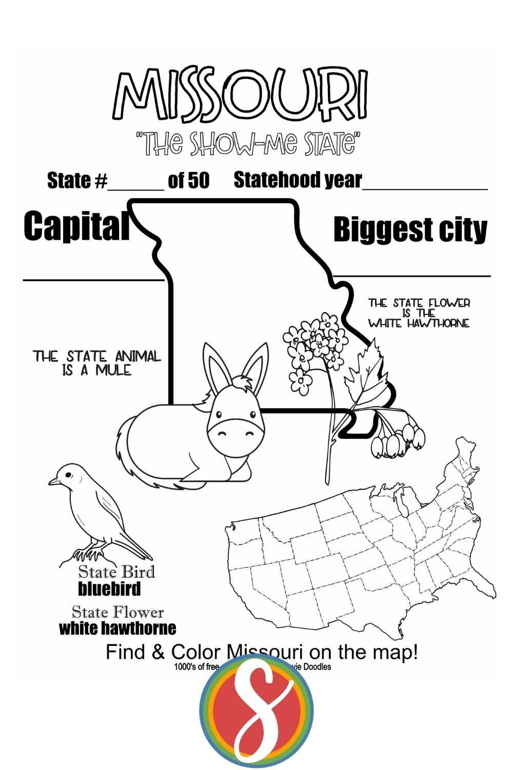 Free Missouri Coloring Pages Stevie Doodles