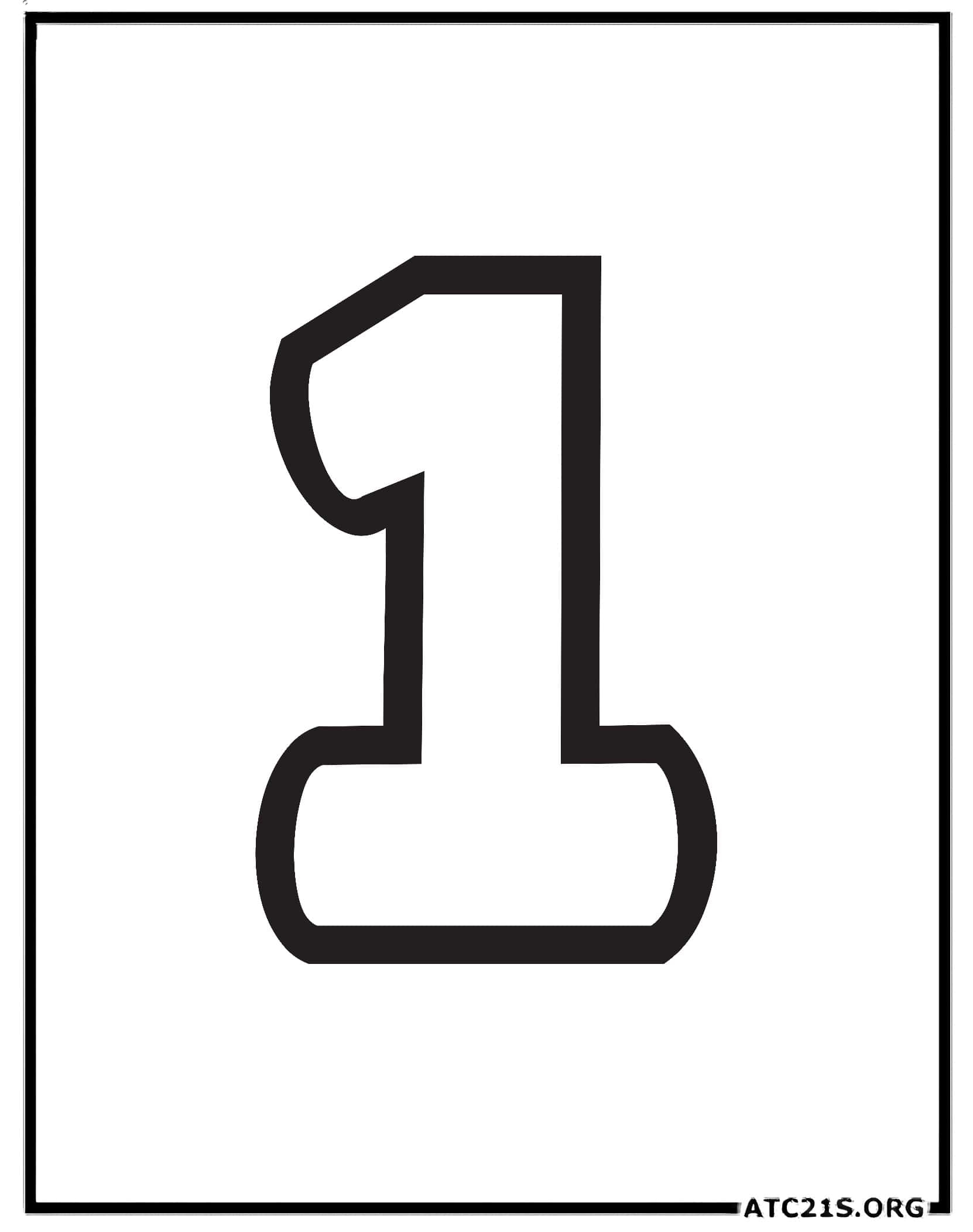 Free Number 1 Coloring Page Download Printable ATC21S