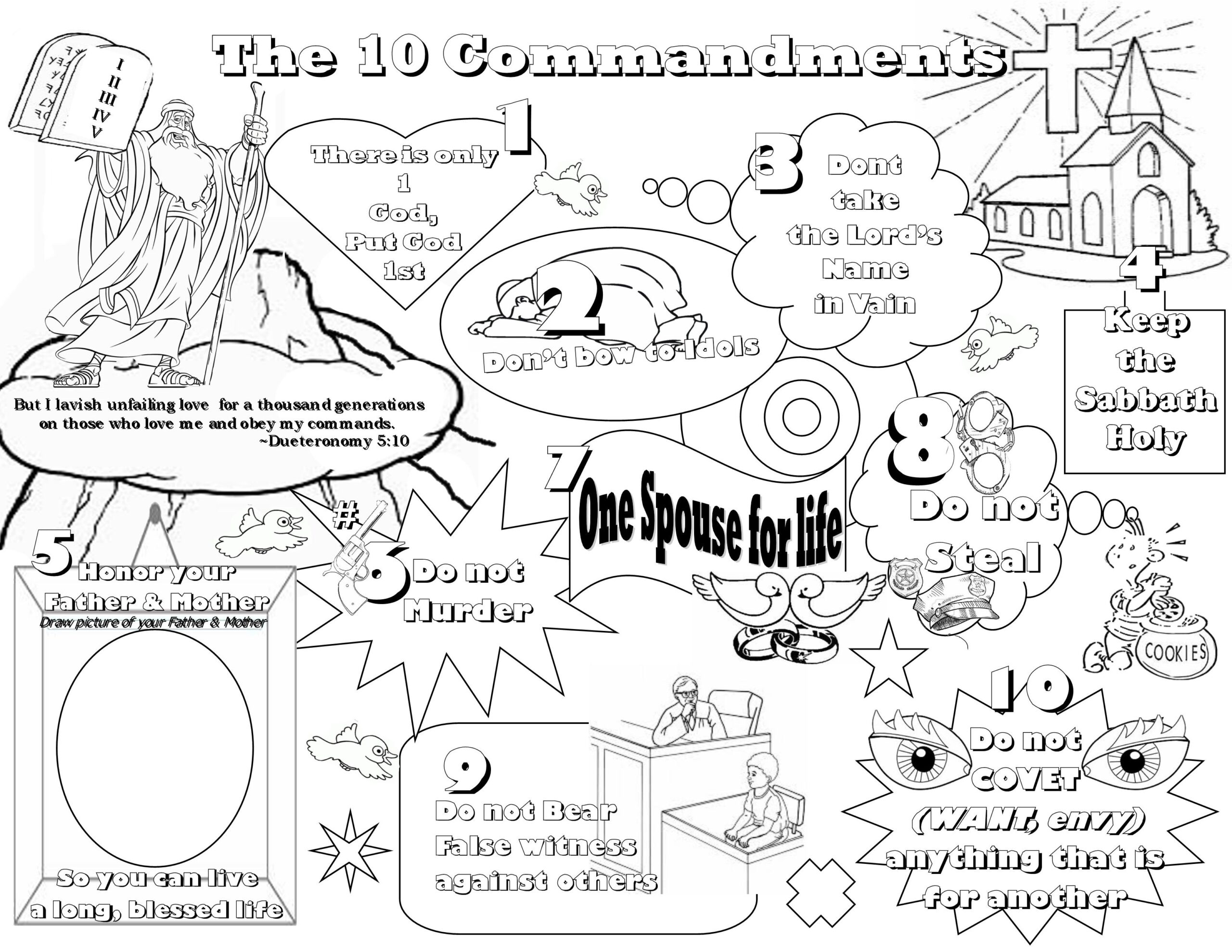 Free Printable 10 Commandments Coloring Page Printable Word Searches