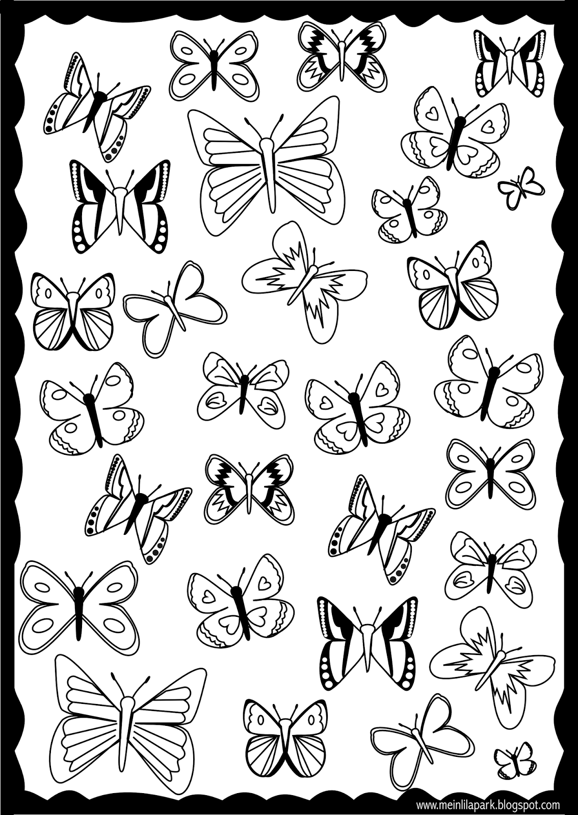 Free Printable Butterfly Coloring Page Ausdruckbare Ausmalseite Freebie MeinLilaPark