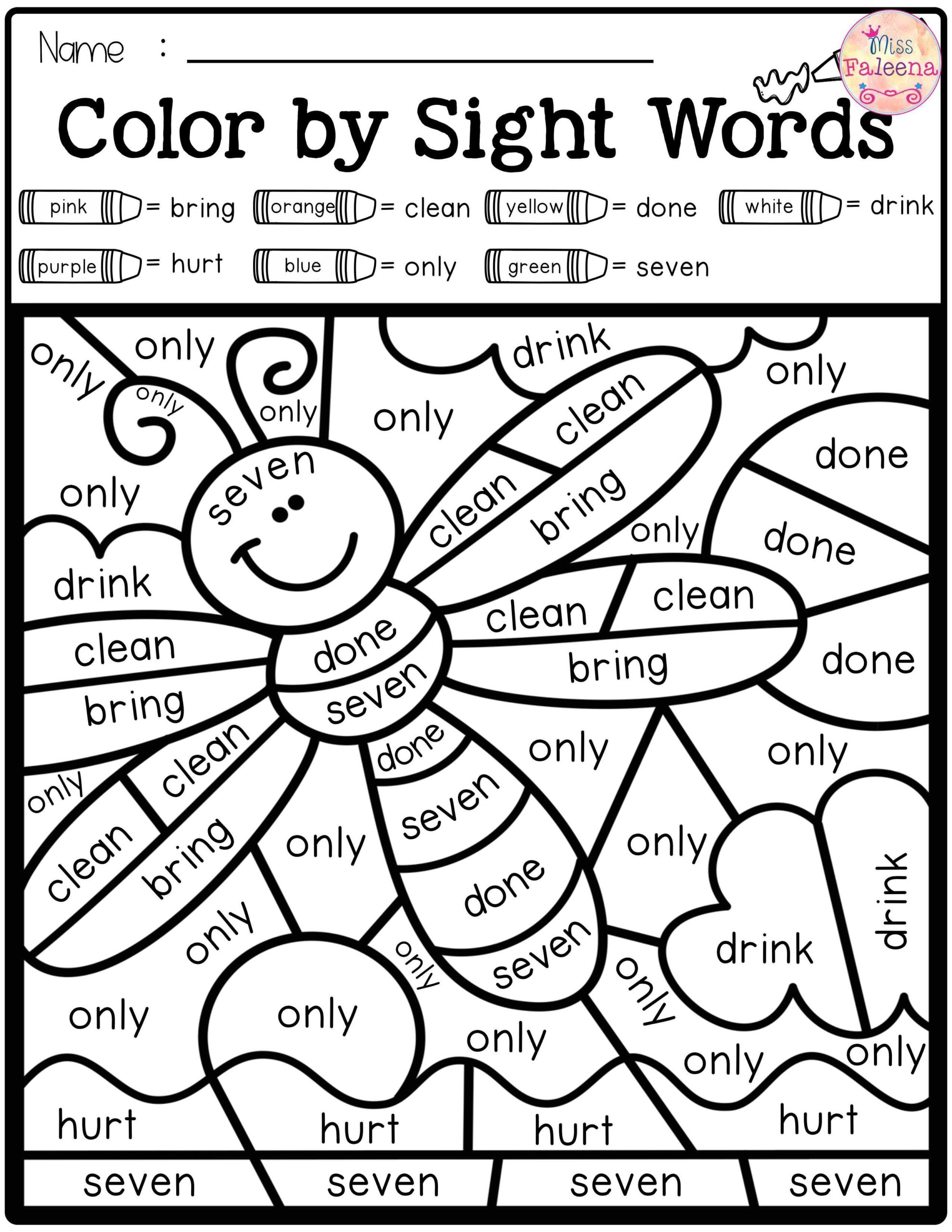 Free Printable Color By Sight Word