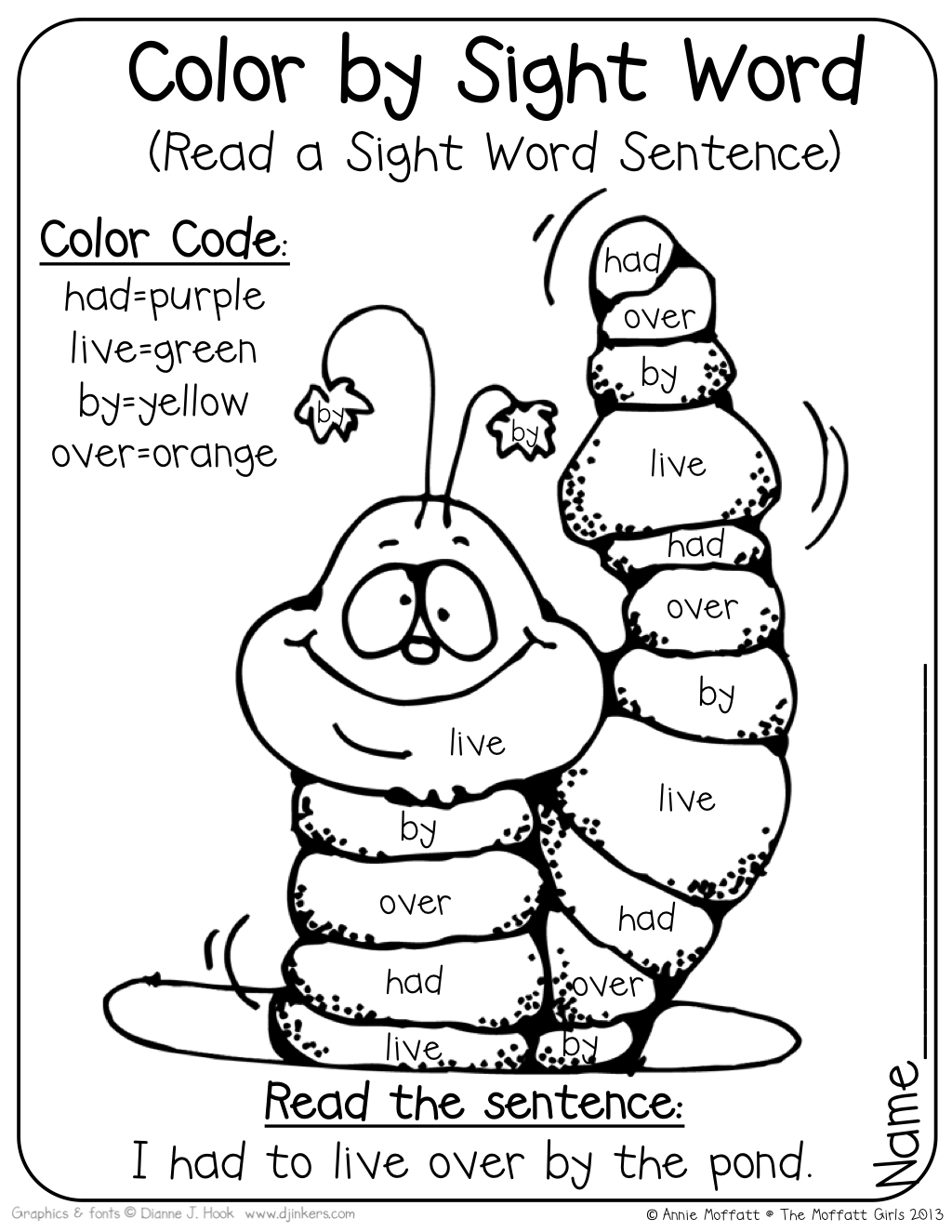 Free Sight Word Coloring Pages