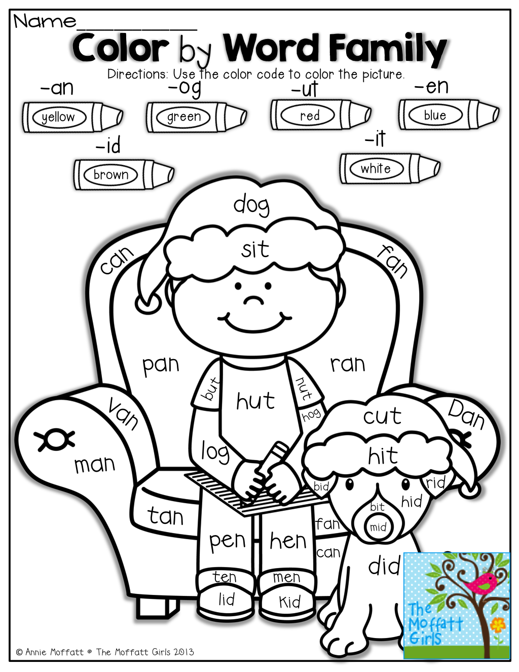 Free Printable Coloring Pages For An Words Family