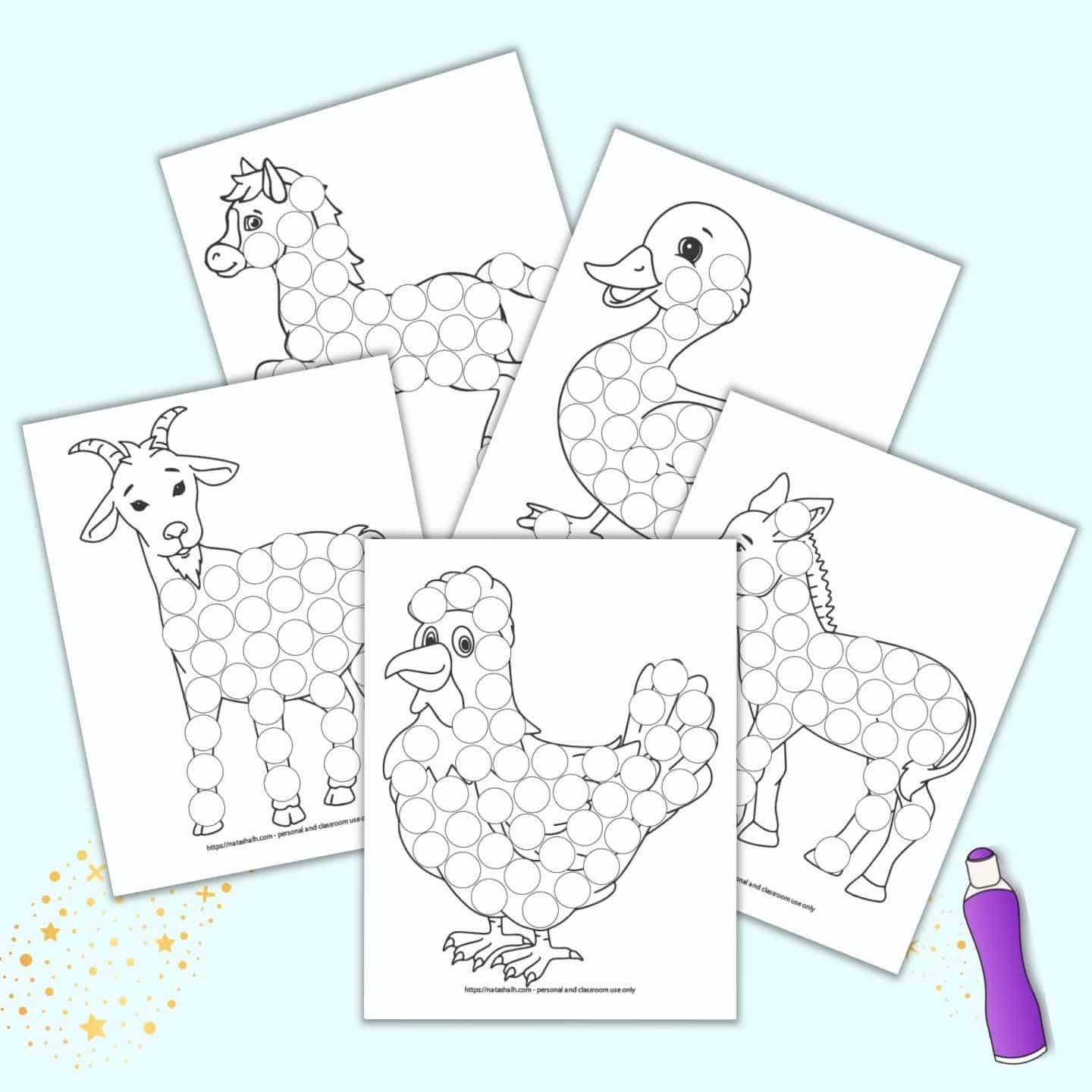 Free Printable Farm Animal Dot Marker Coloring Pages For Toddlers Preschoolers The Artisan Life