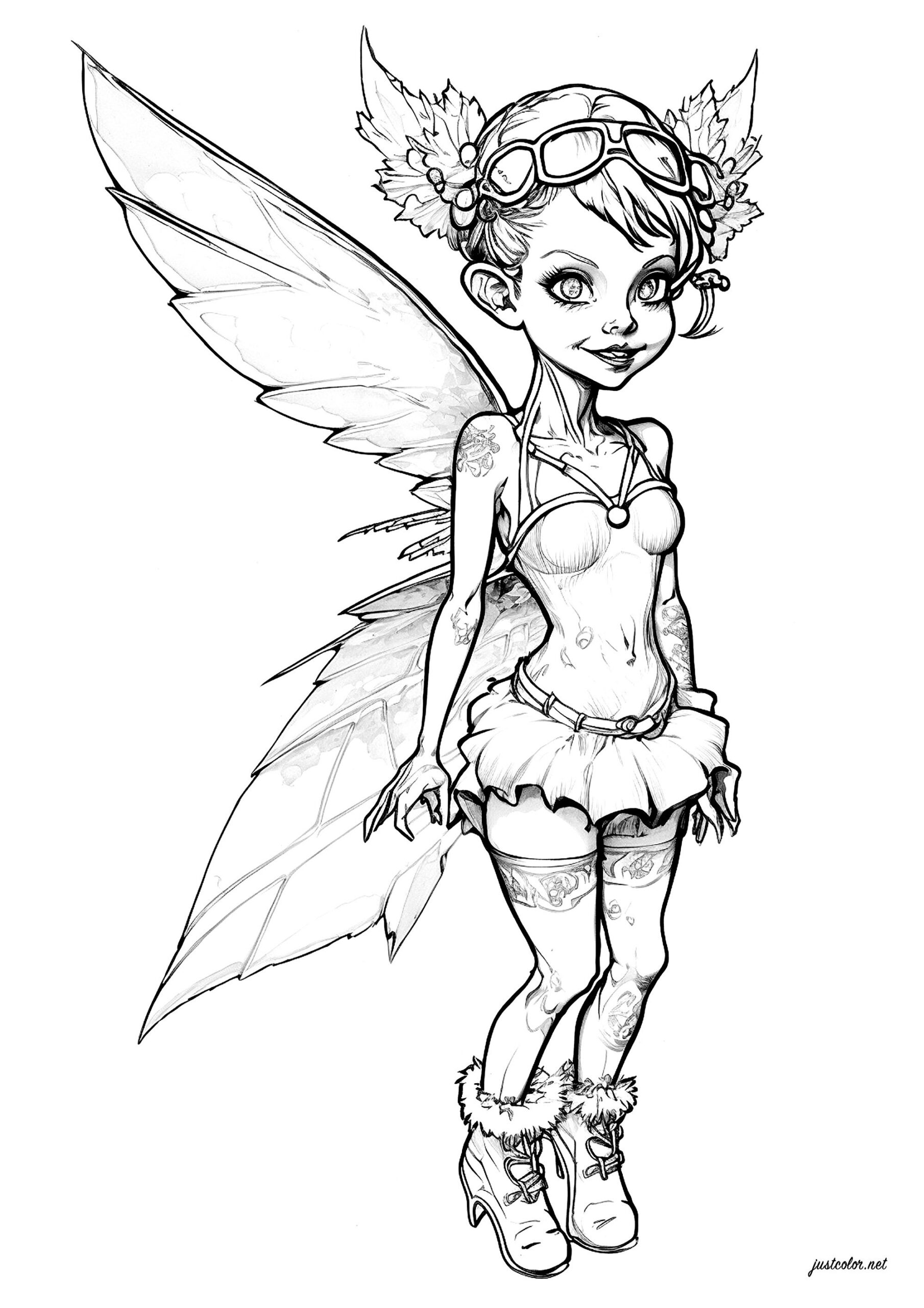 Free Printable Hard Fairy Coloring Pages