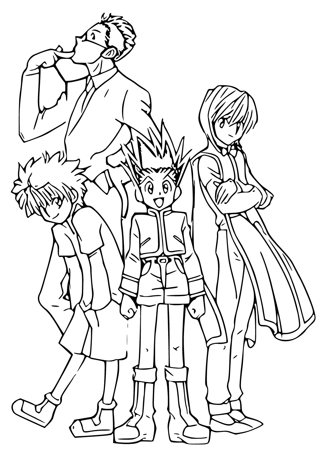 Free Printable Hunter X Hunter Friends Coloring Page Sheet And Picture For Adults And Kids