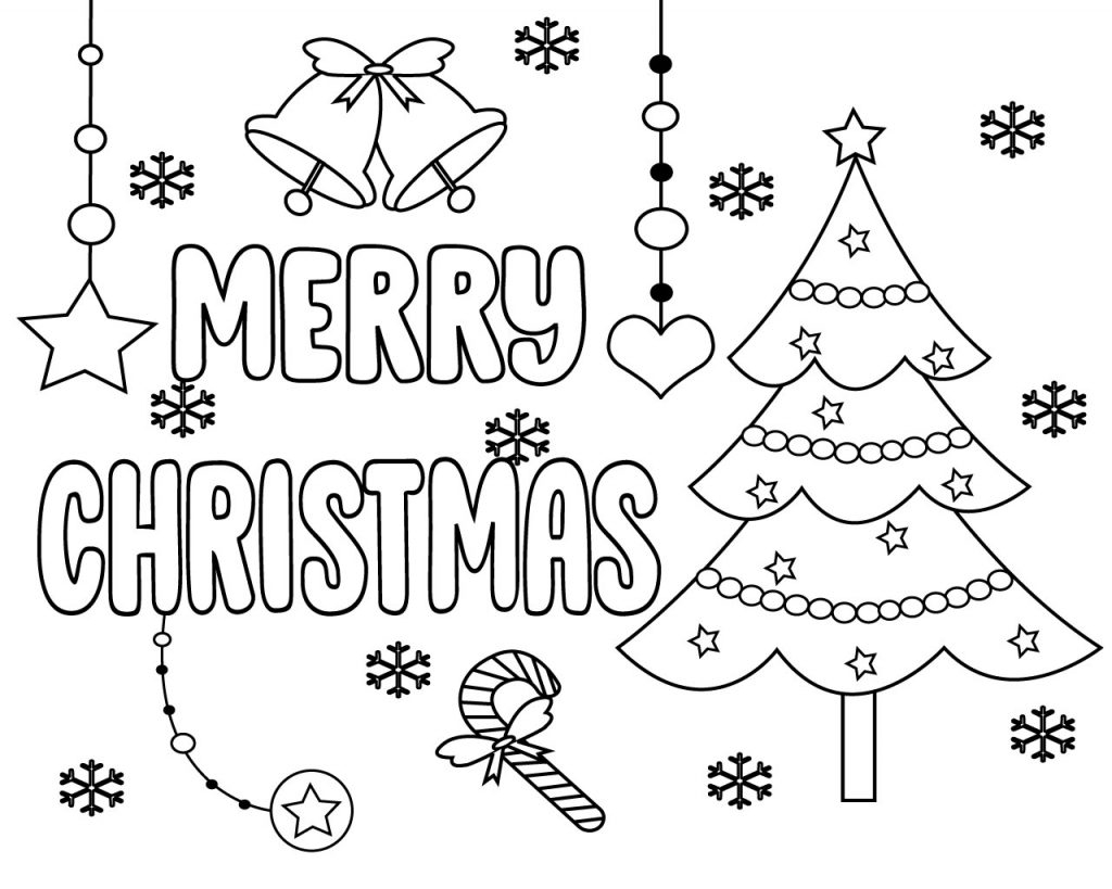 Merry Christmas Tree Coloring Page