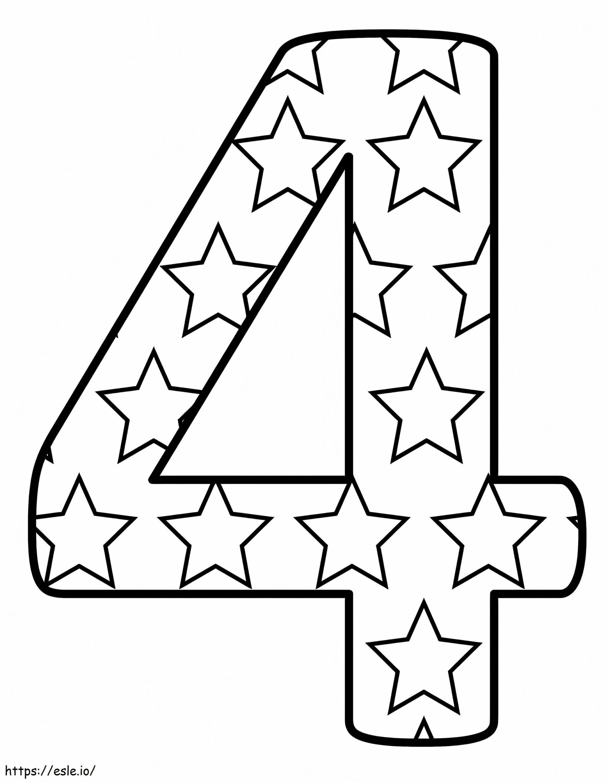 Free Printable Number 4 Coloring Page