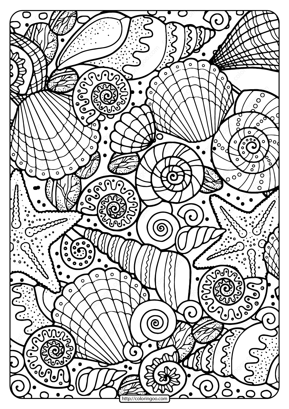 Free Printable Seashells Pdf Coloring Page Artofit