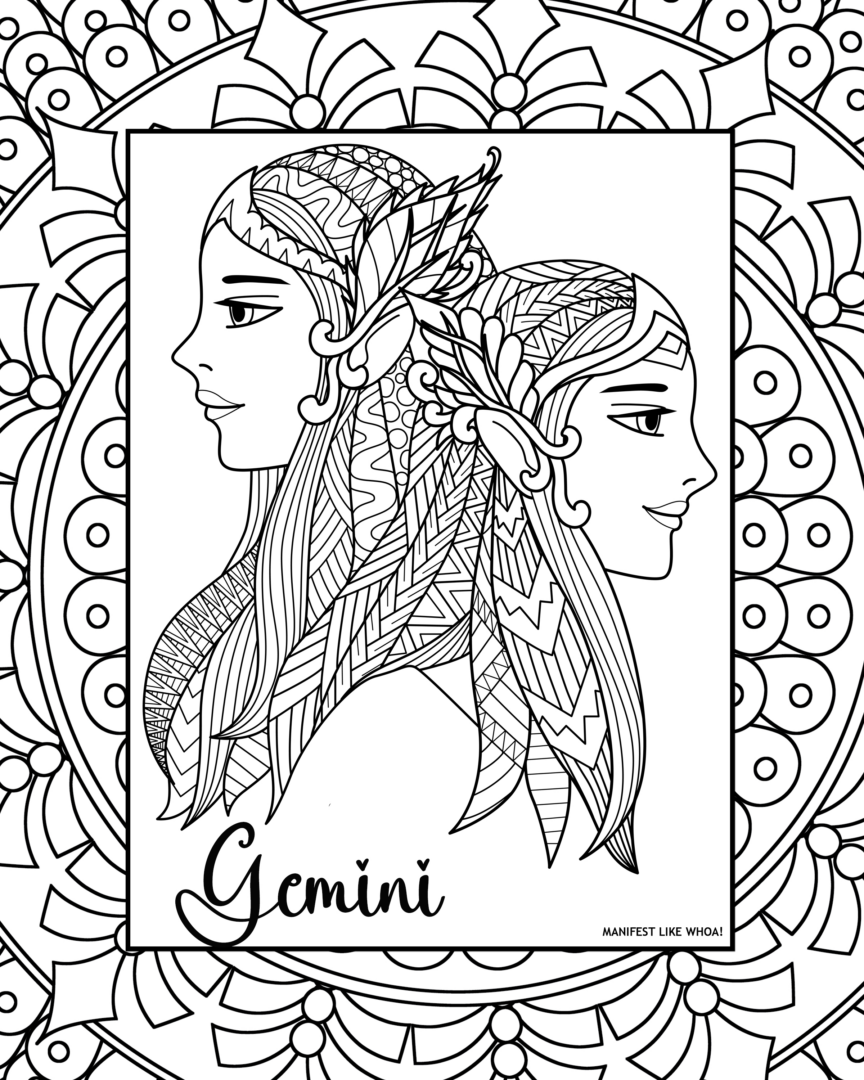 Free Printable Zodiac Sign Adult Coloring Pages 12 Sun Signs Manifest Like Whoa