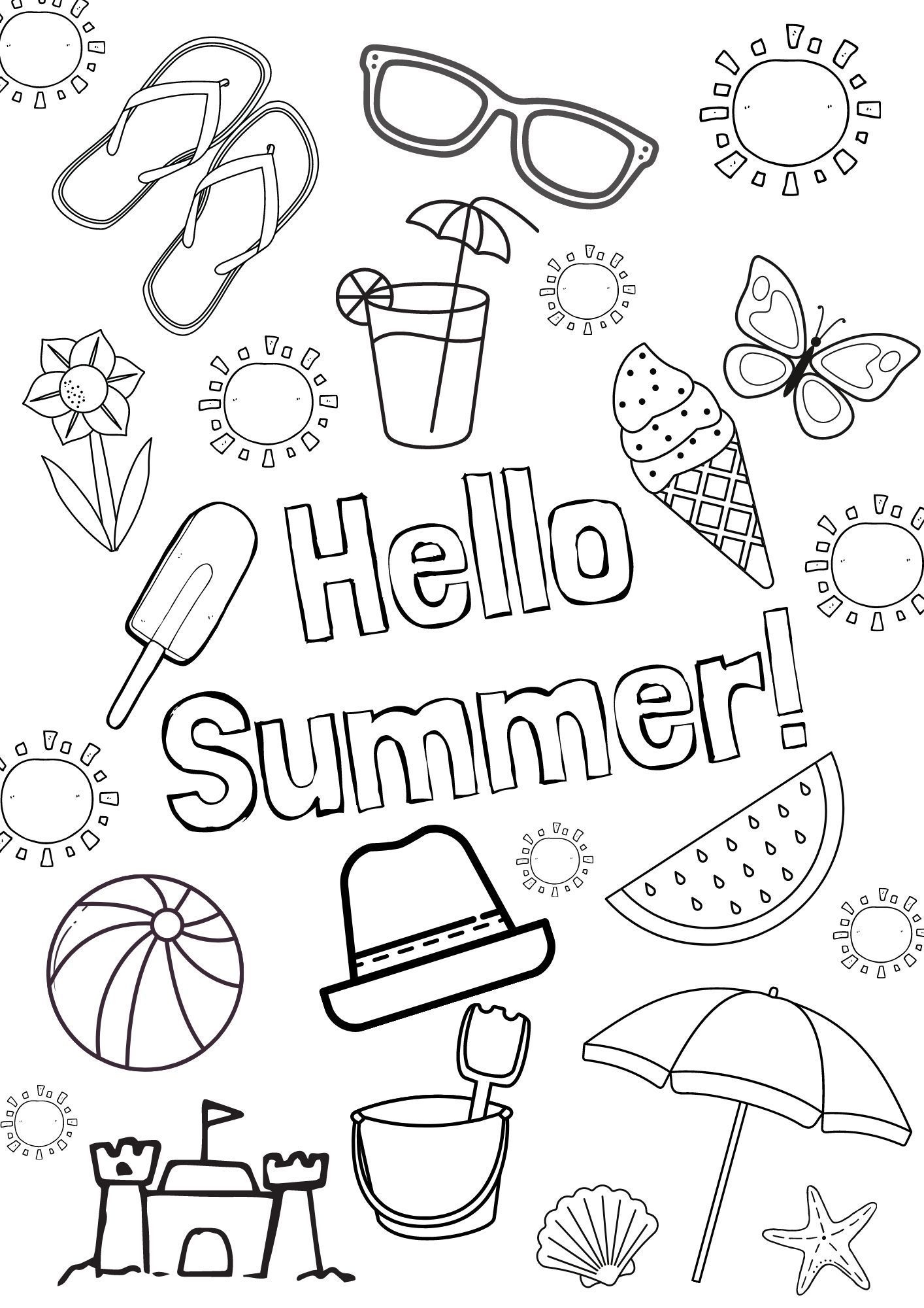 Free Summer Activity Coloring Pages