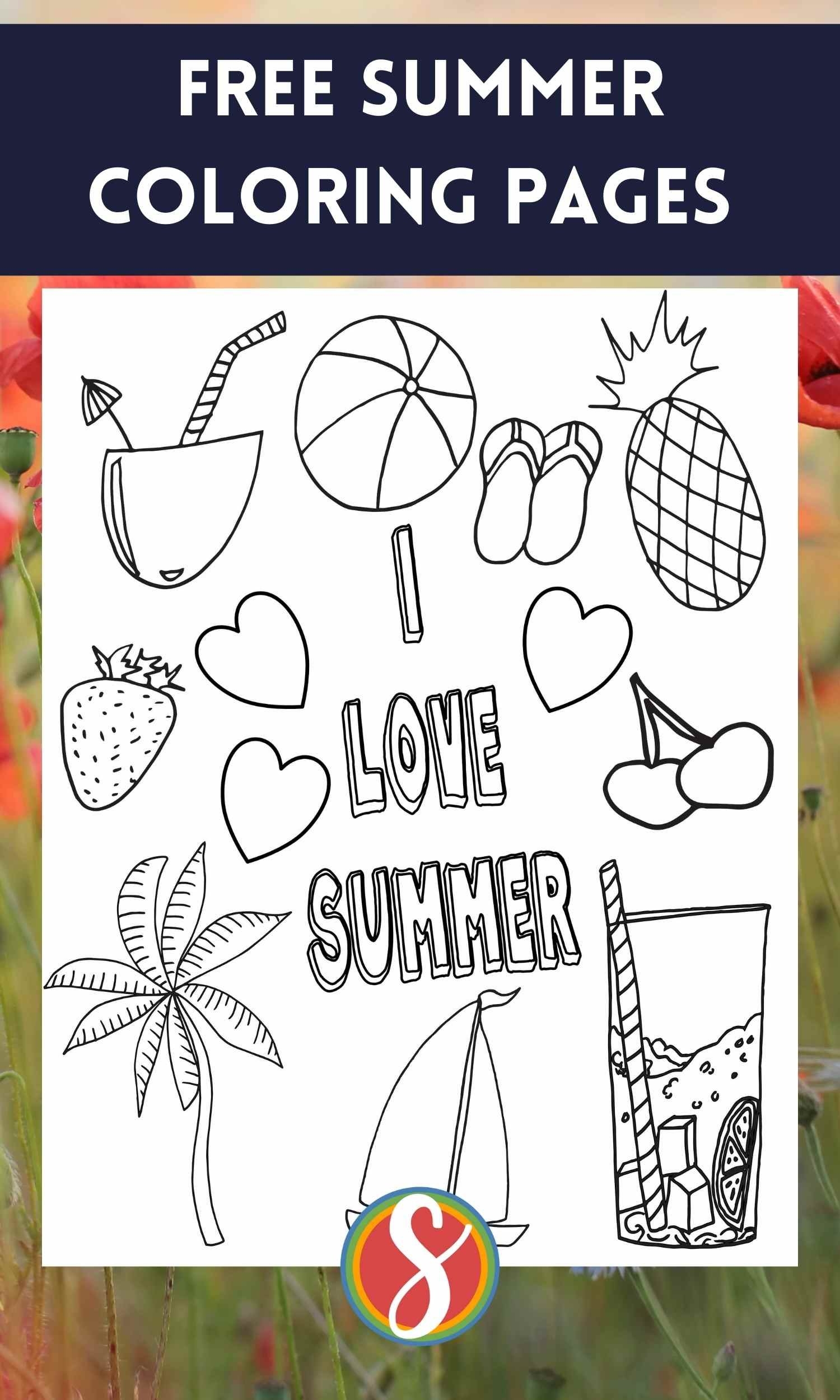 Free Summer Coloring Pages Stevie Doodles