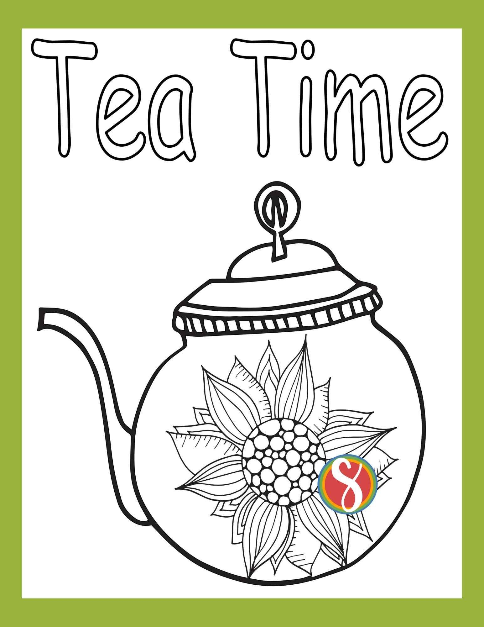 Free Teapot Coloring Pages Stevie Doodles