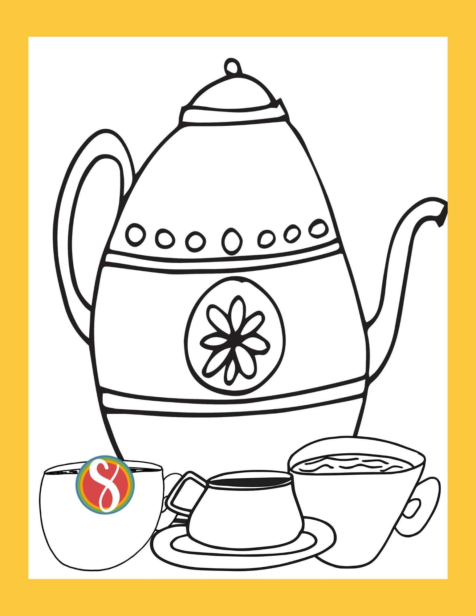 Free Teapot Coloring Pages Stevie Doodles
