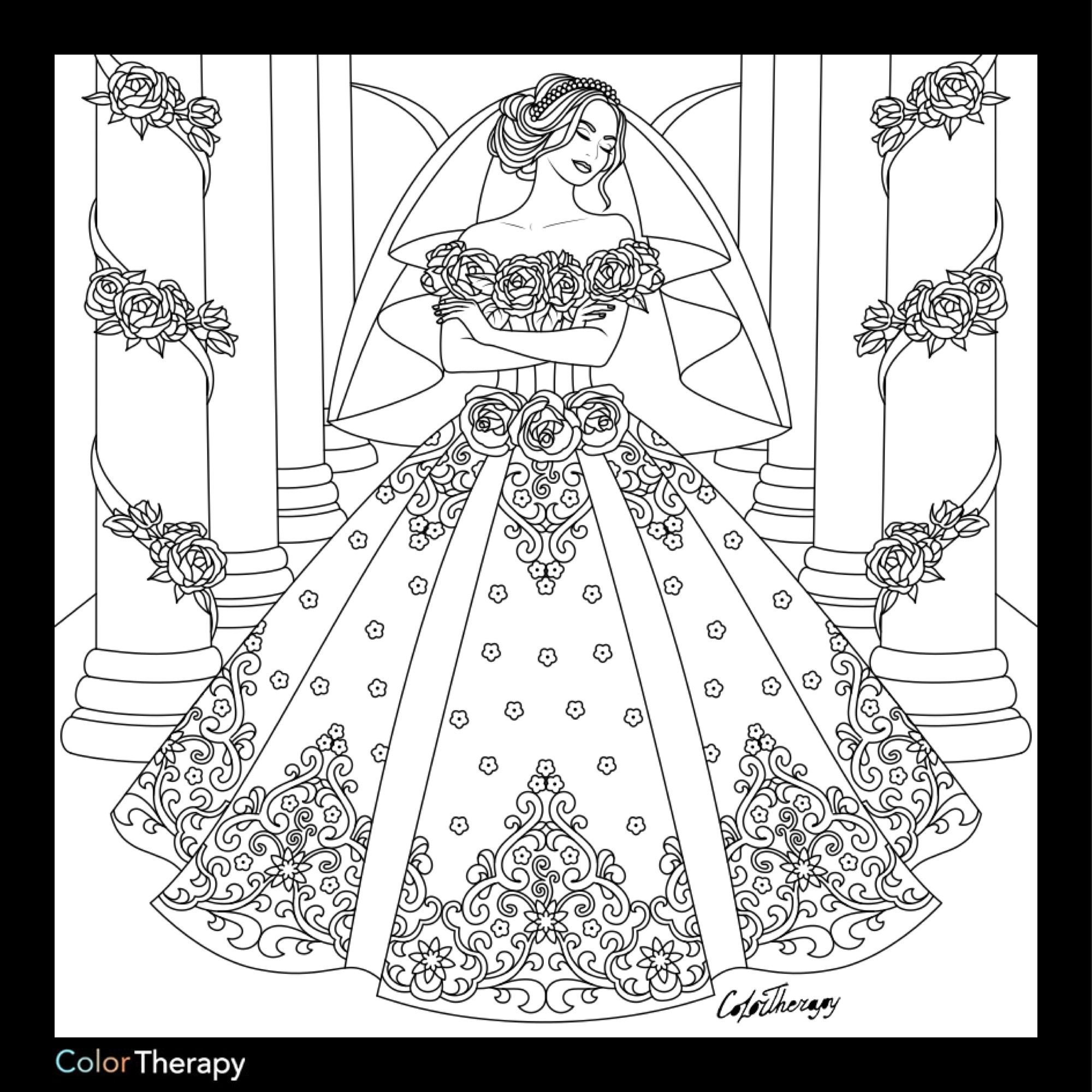 Free Wedding Dress Coloring Pages Free Download Goodimg Co