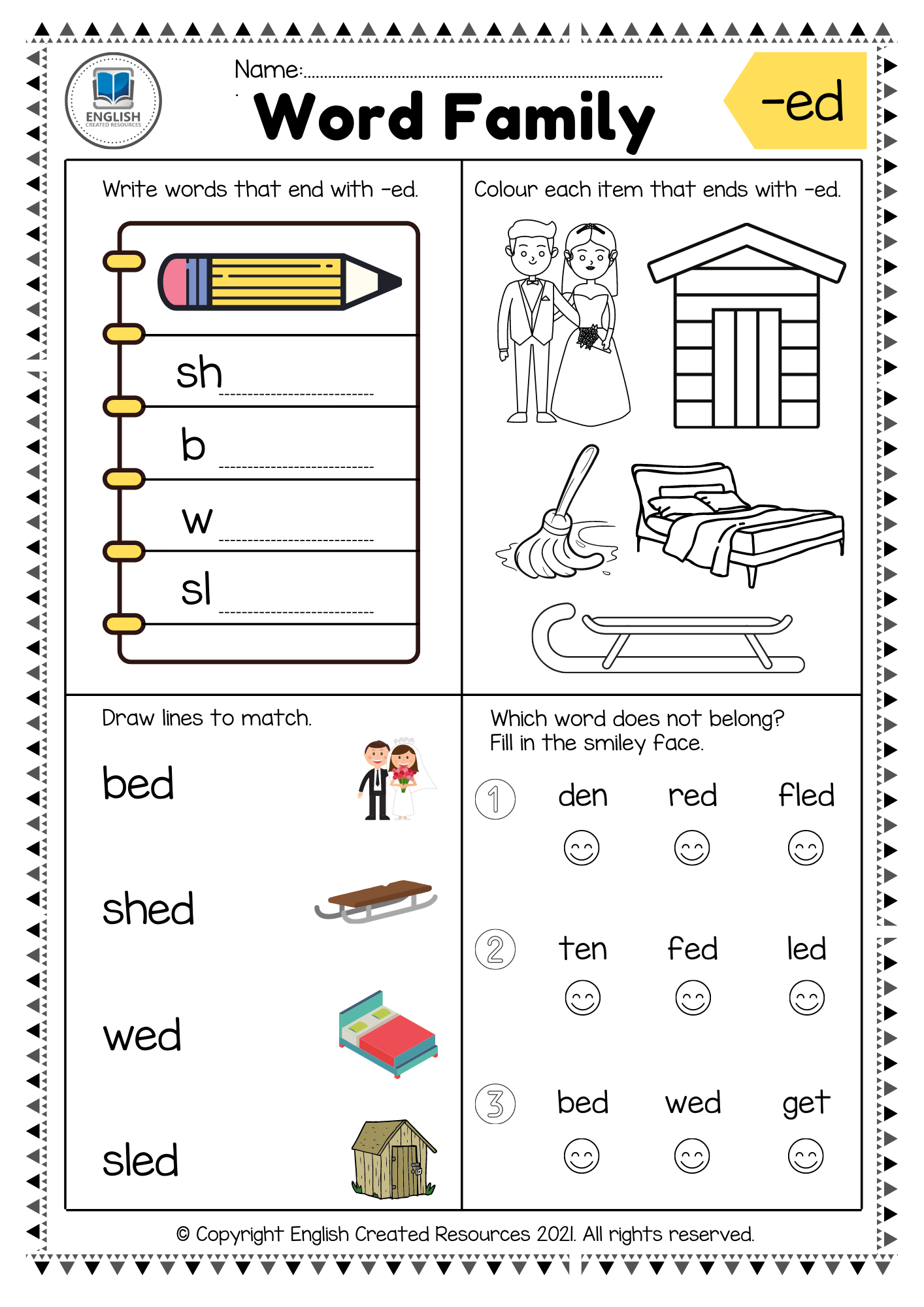 Word Family Coloring Pages