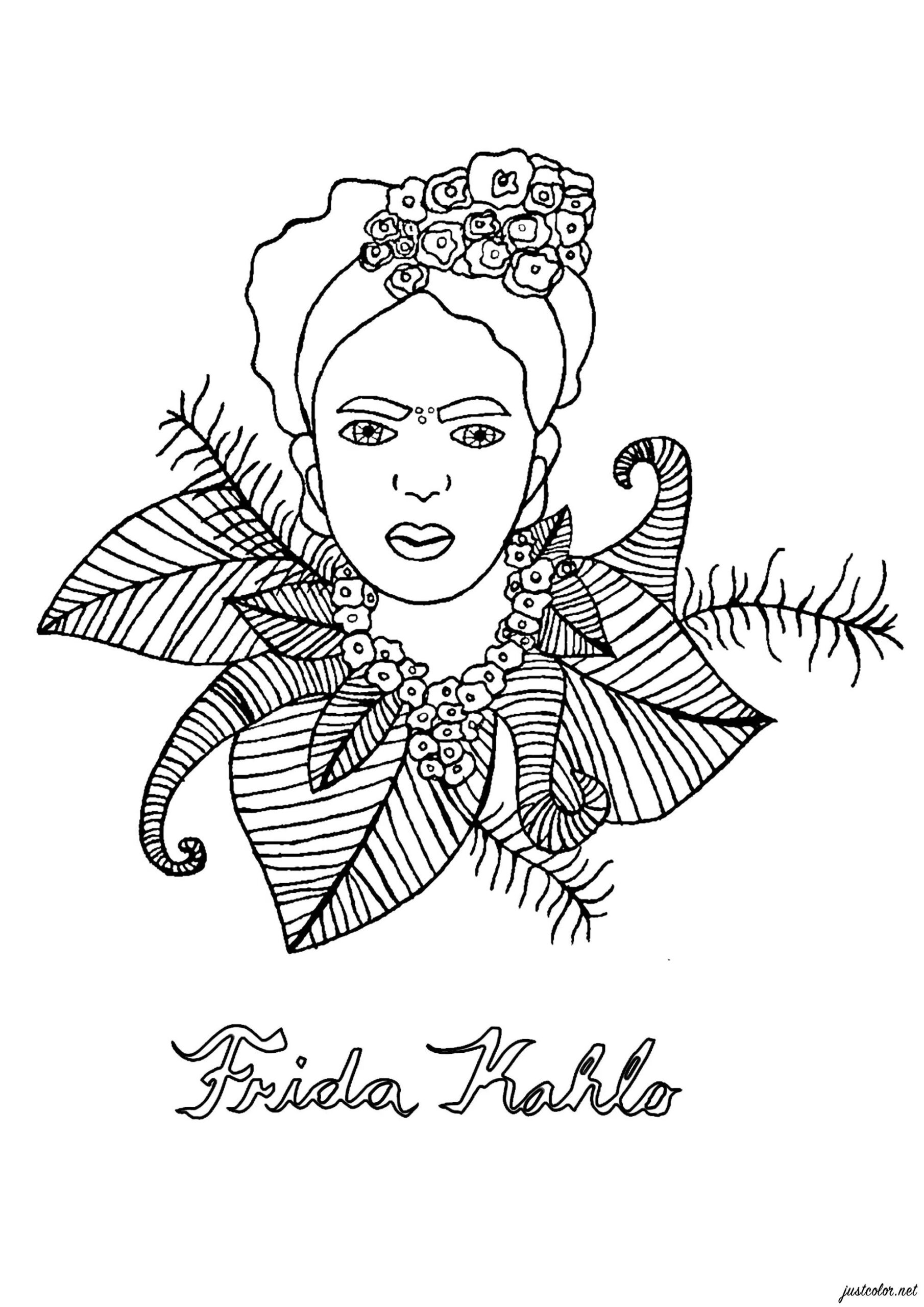 Frida Kahlo S Face Frida Kahlo Coloring Pages For Kids