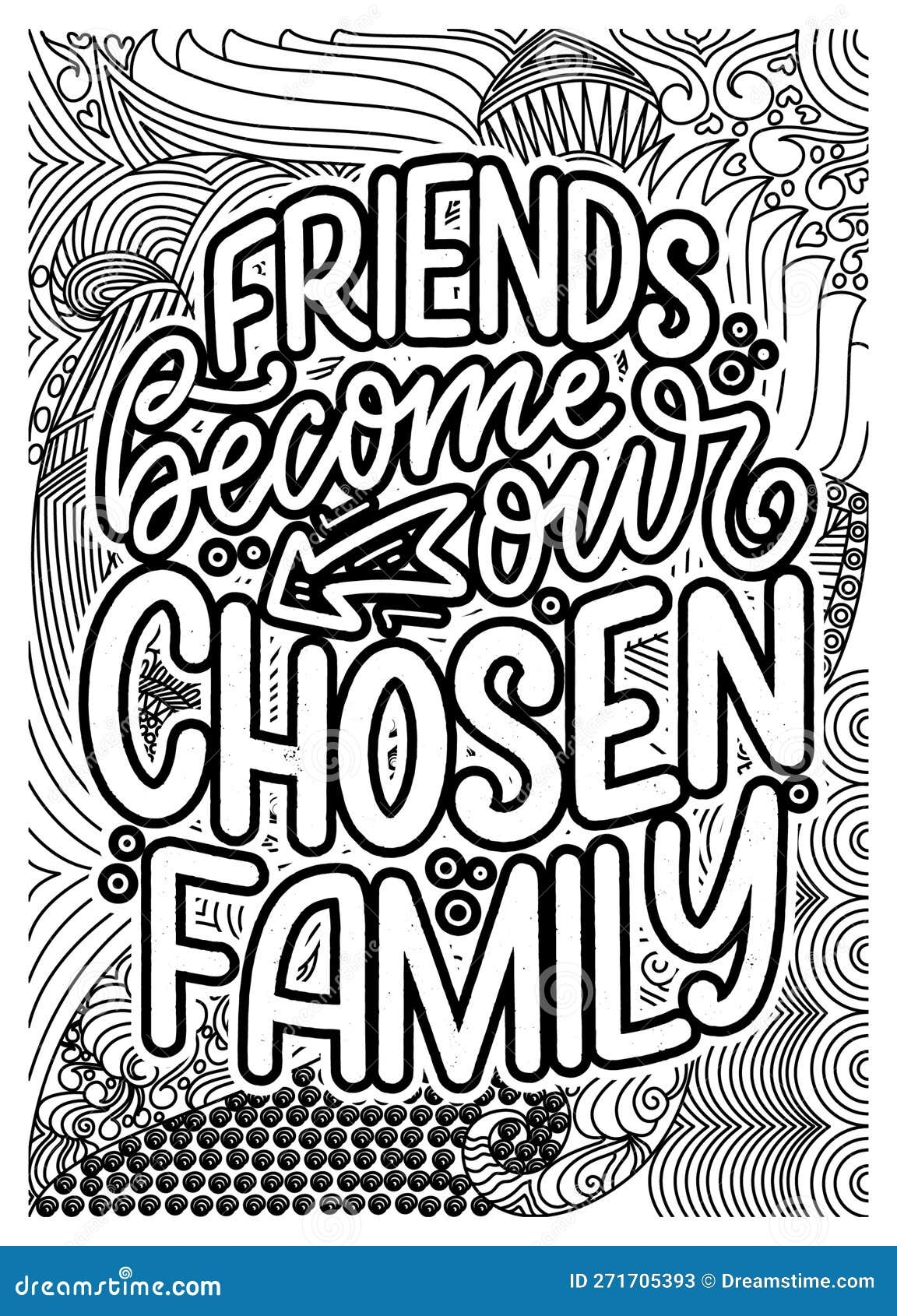 Friend Quote Coloring Pages For Adults Friend Coloring Page Design Stock Illustration