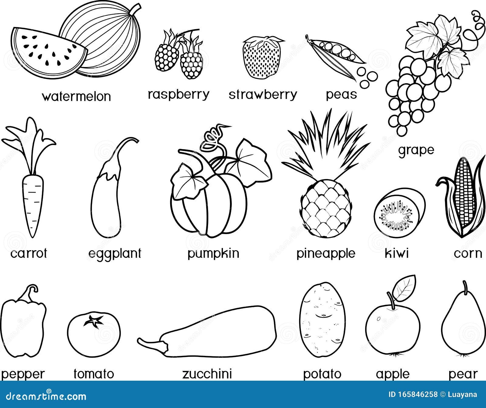 Fruit And Vegetable Printable Coloring Pages