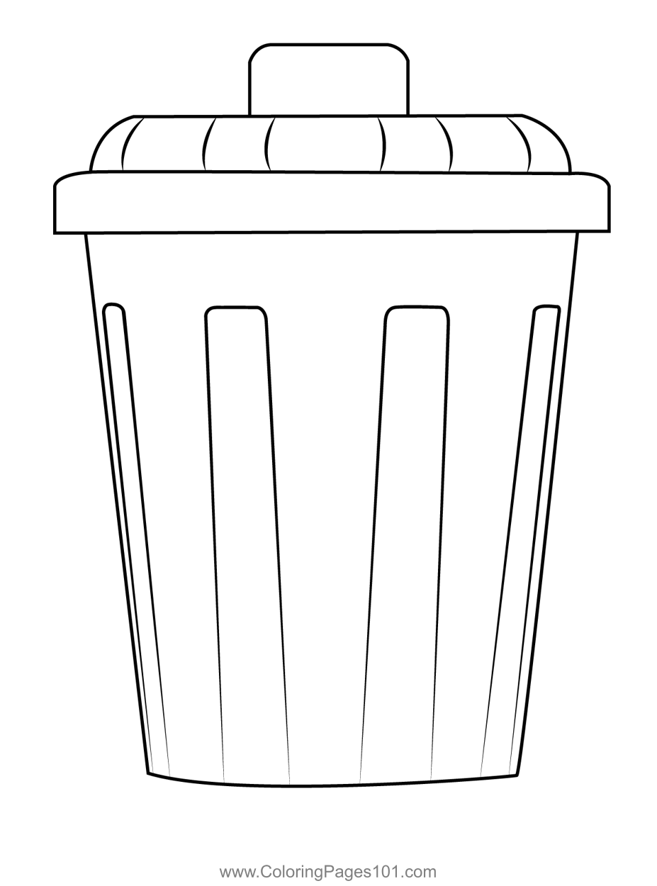 Garbage Can Coloring Page For Kids Free Everyday Objects Printable Coloring Pages Online For