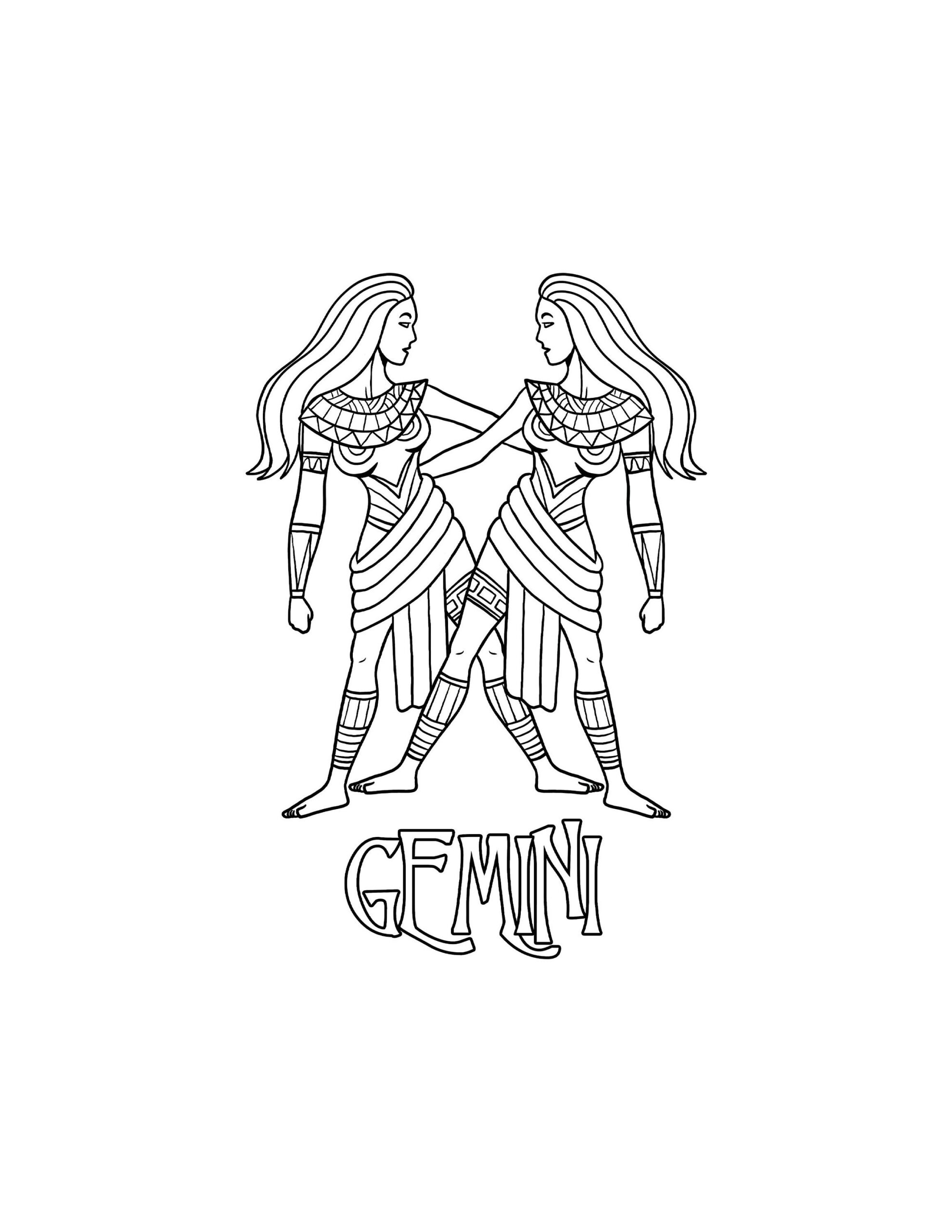 Gemini Coloring Page Digital Download Printable Etsy