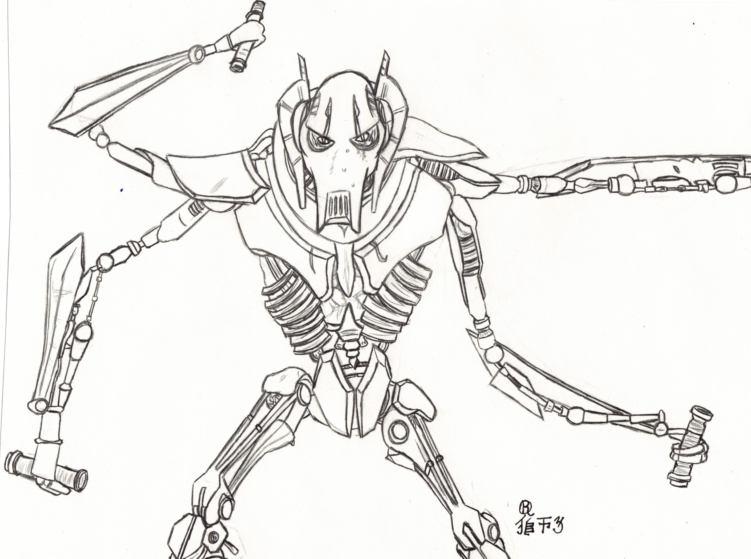 General Grievous Coloring Pages Printable Home Sketch Coloring Page