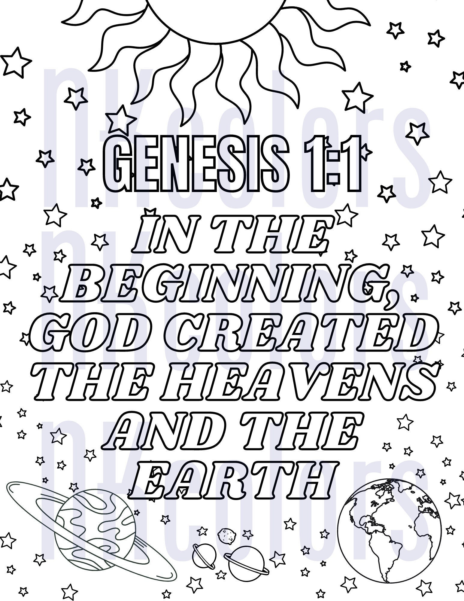 Genesis 1:1 Coloring Page