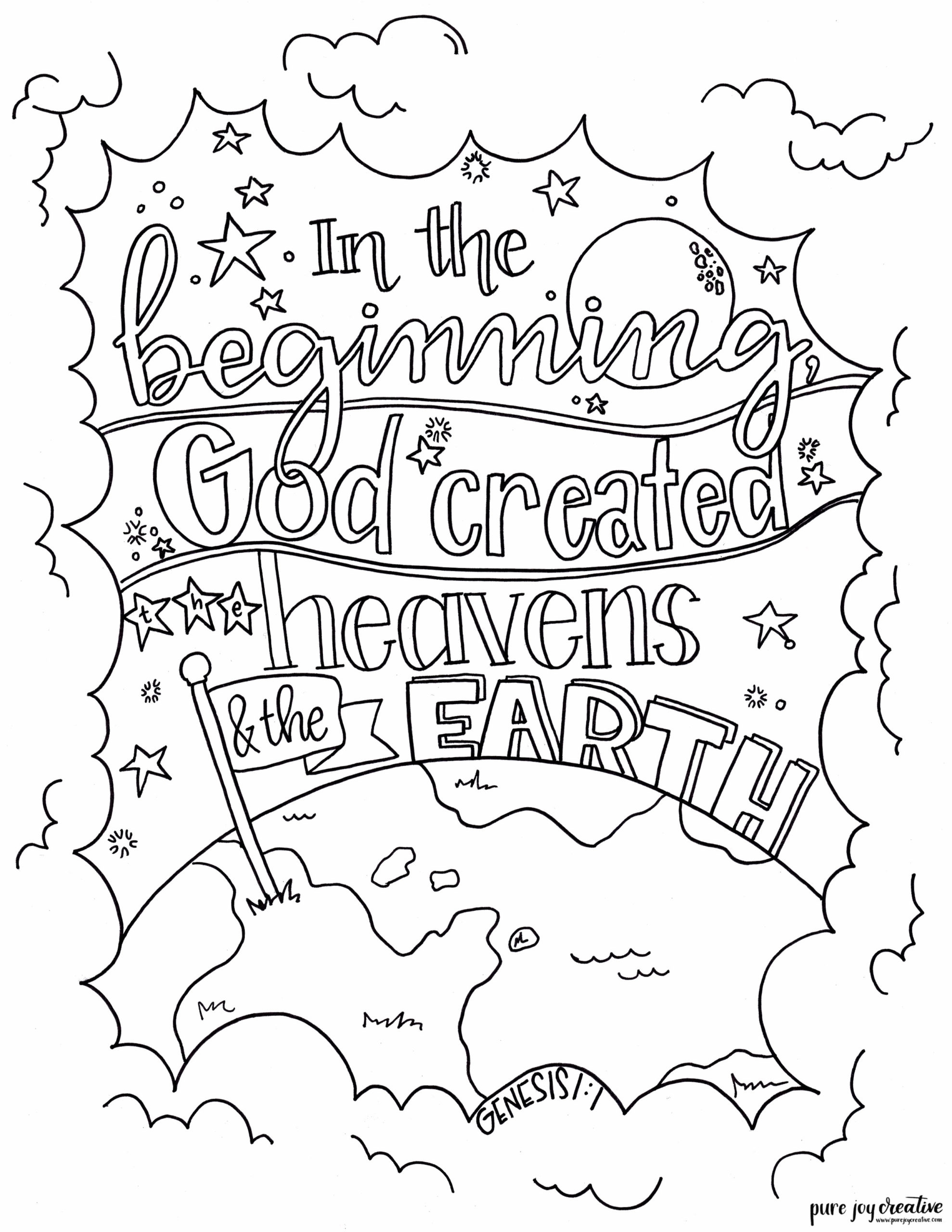 Genesis 1 1 Printable Coloring Page Lutheran Homeschool