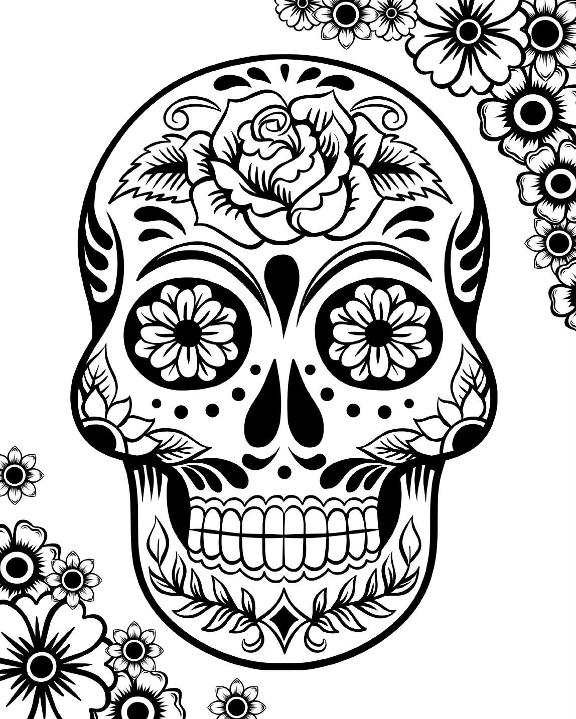 Girl Sugar Skull Coloring Page