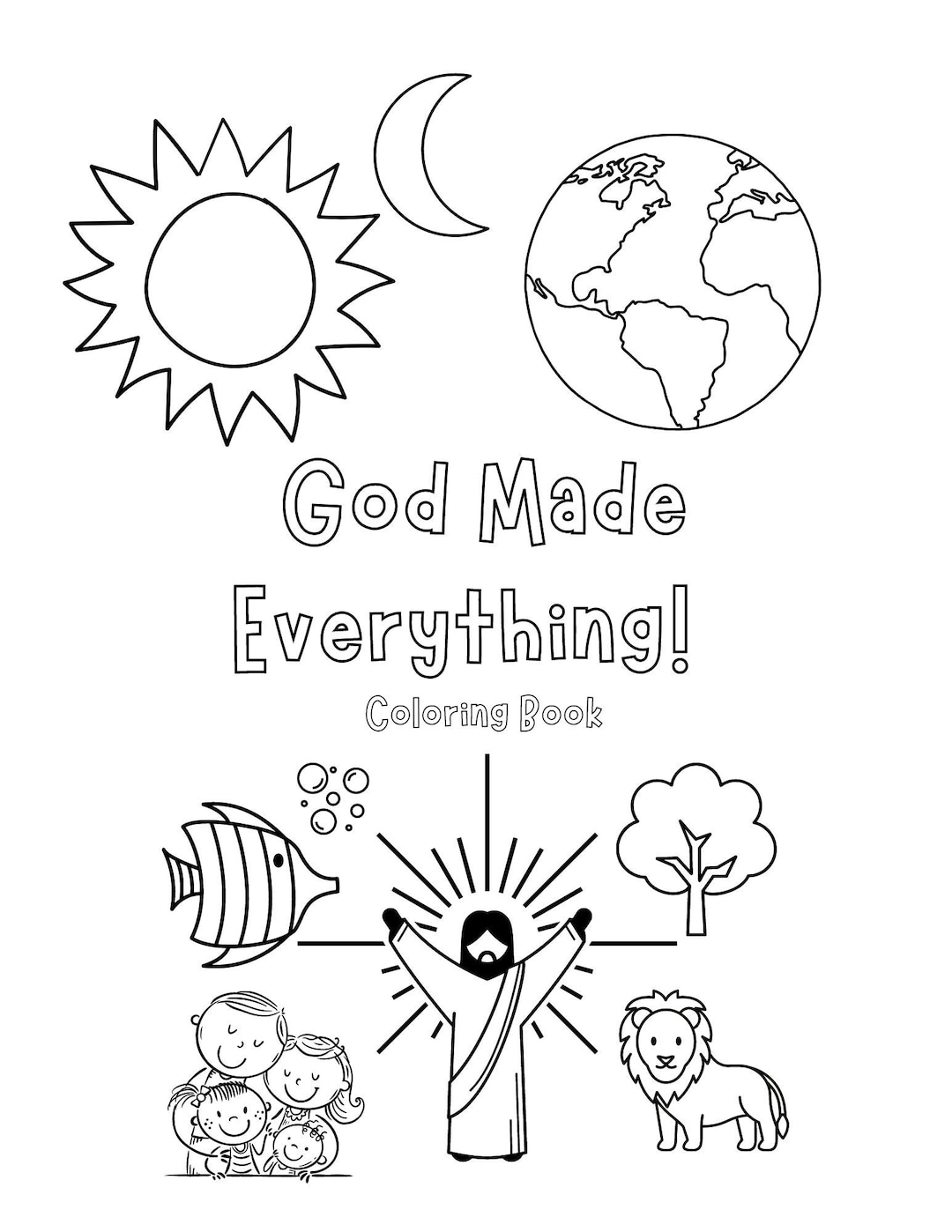God Made Everything Christian Coloring Book Etsy