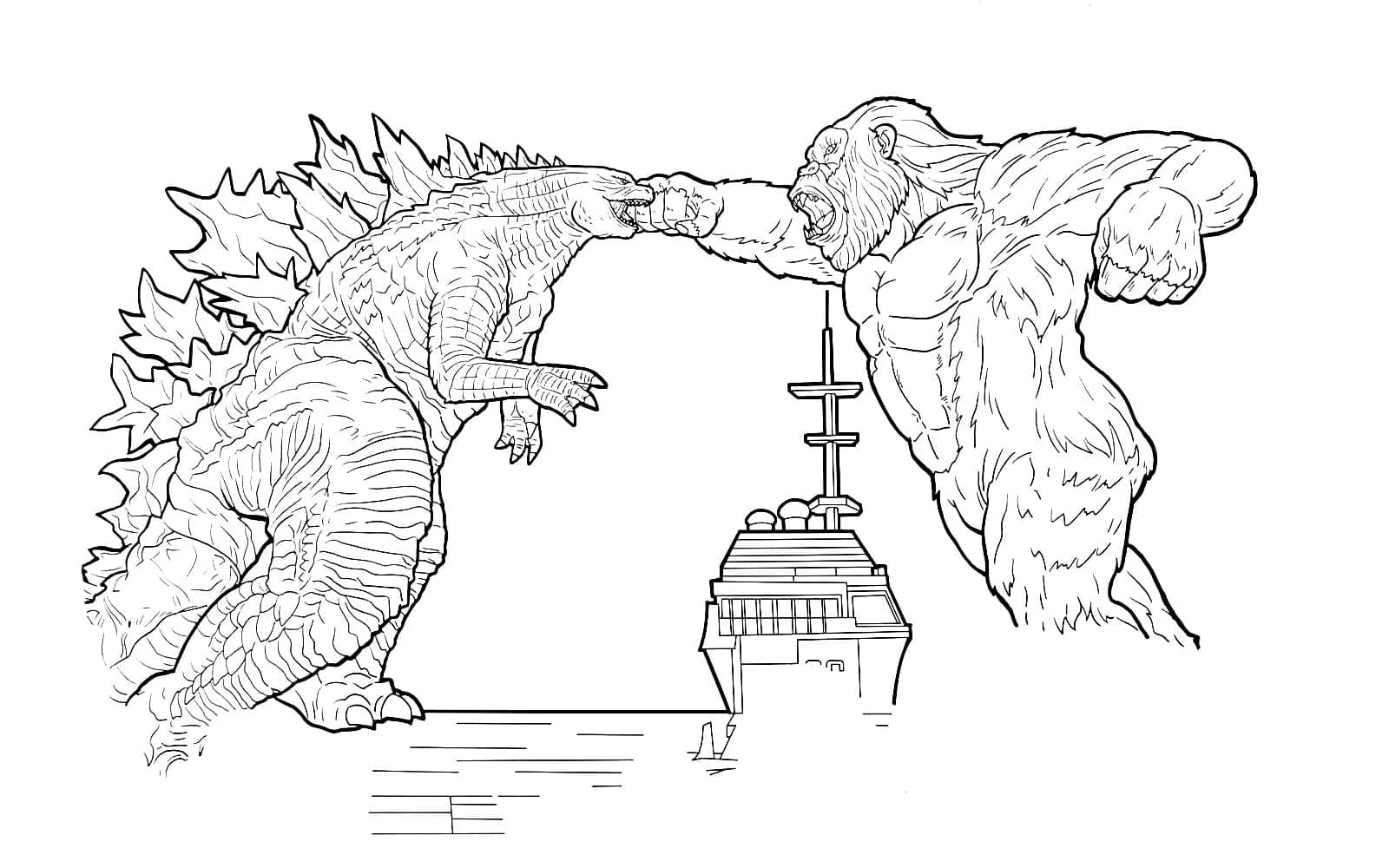 Godzilla Vs King Kong Movie Coloring Page Download Print Or Color Online For Free