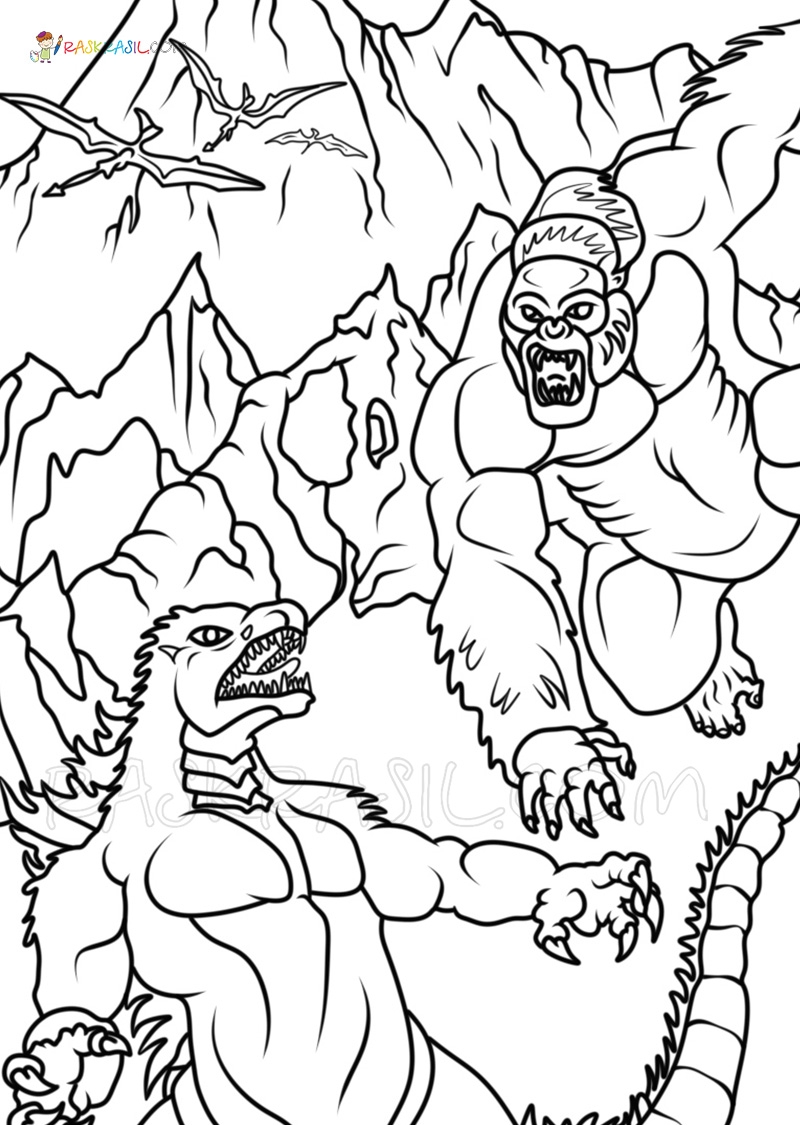 Godzilla Vs Kong Coloring Pages New Picrtures Free Printable