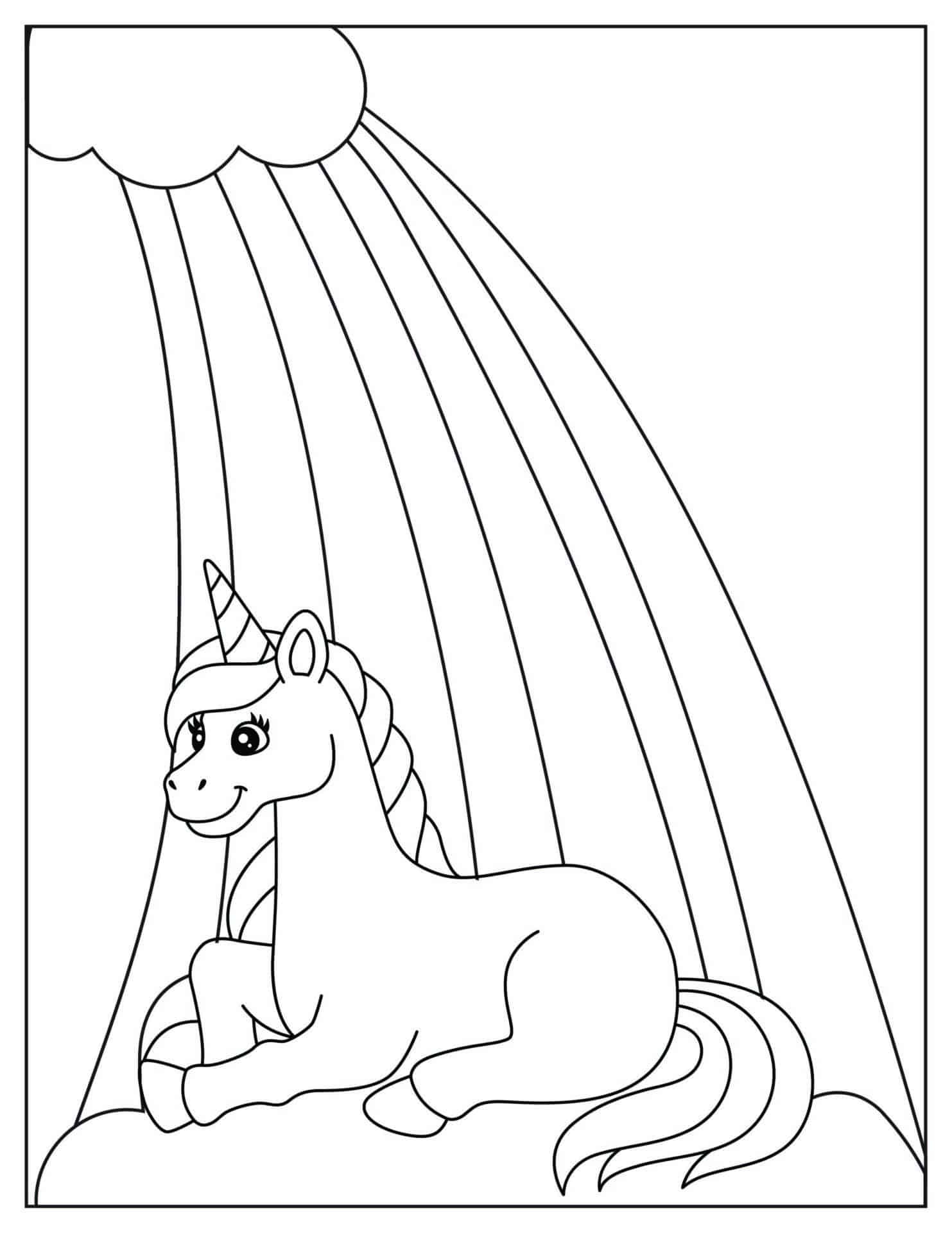 Unicorn Rainbow Coloring Pages
