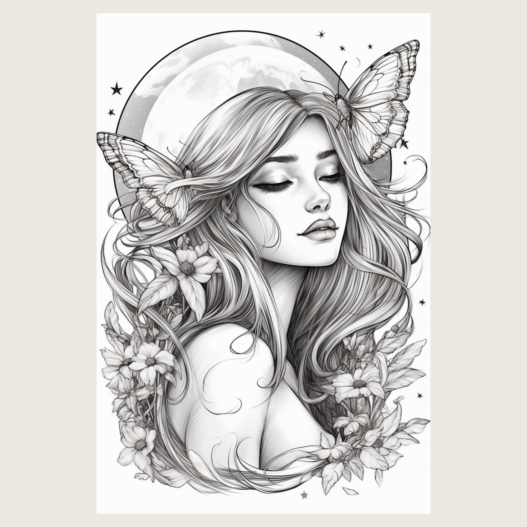 Grayscale Coloring Pages For Adults And Kids Digital And Etsy