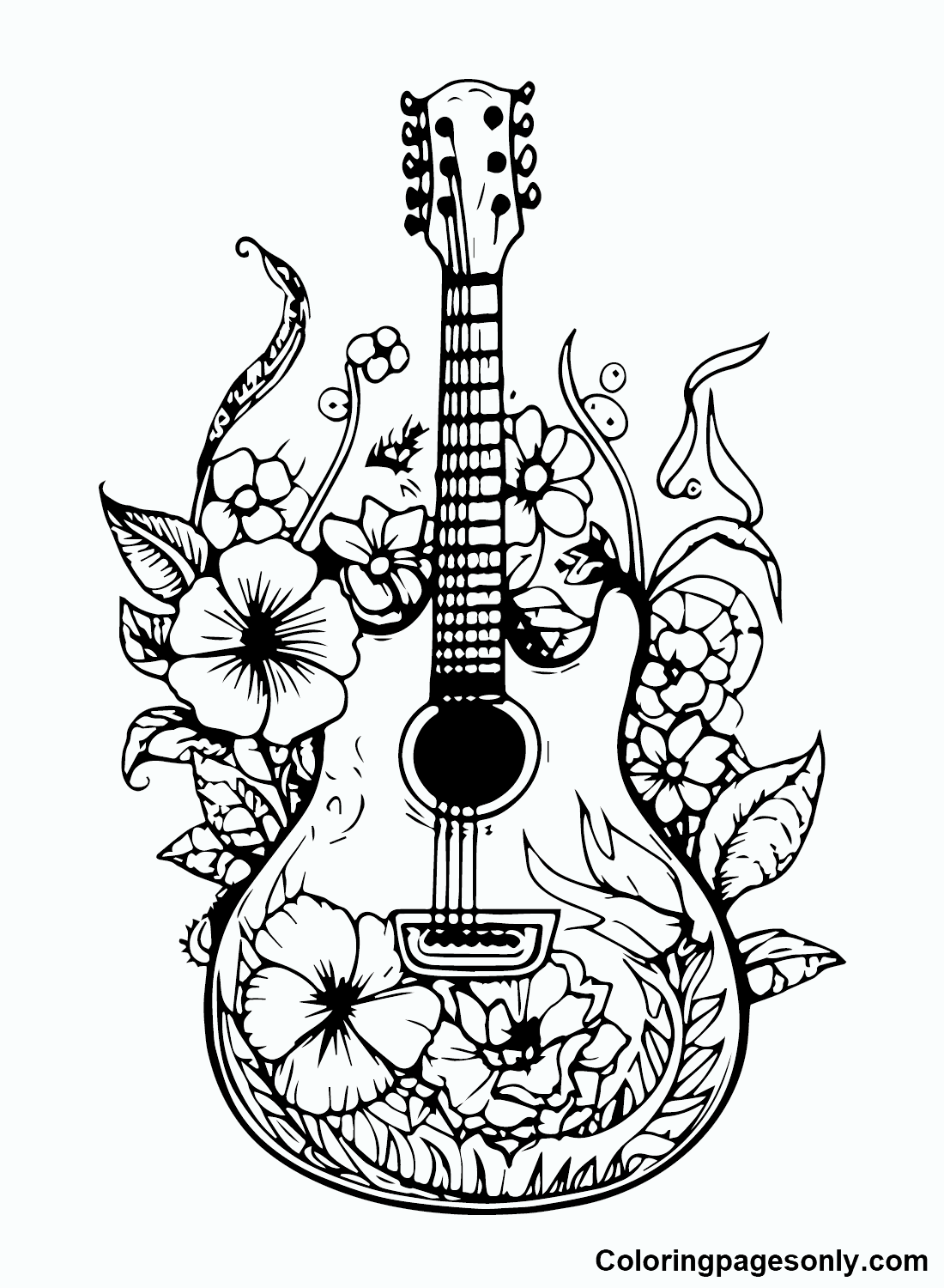 Detailed Guitar Coloring Pages