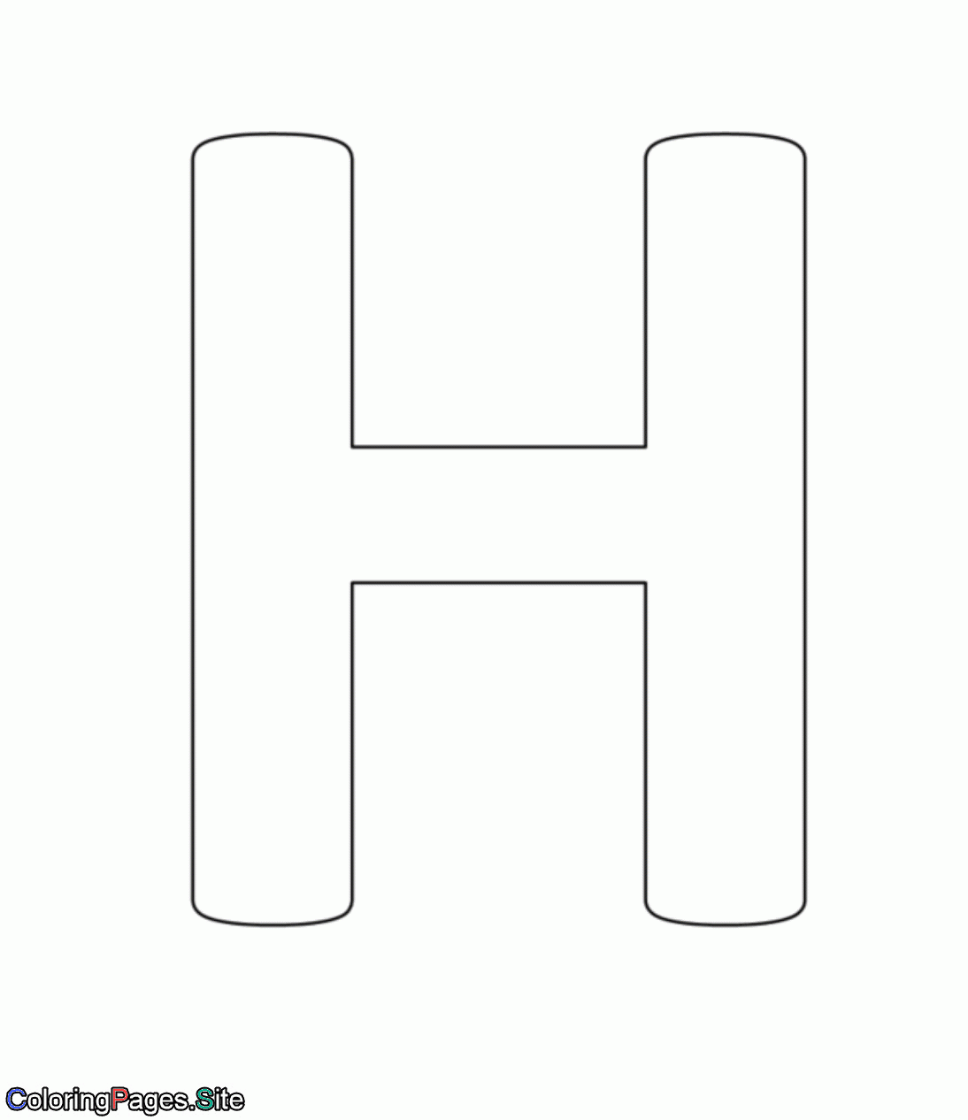 H Letter Alphabet Coloring Page