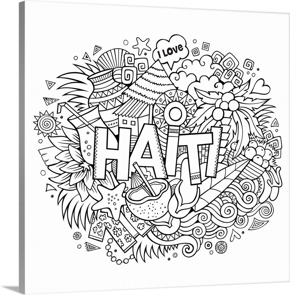 Haiti Coloring Canvas Wall Art Print Entitled Haiti Colorable EBay