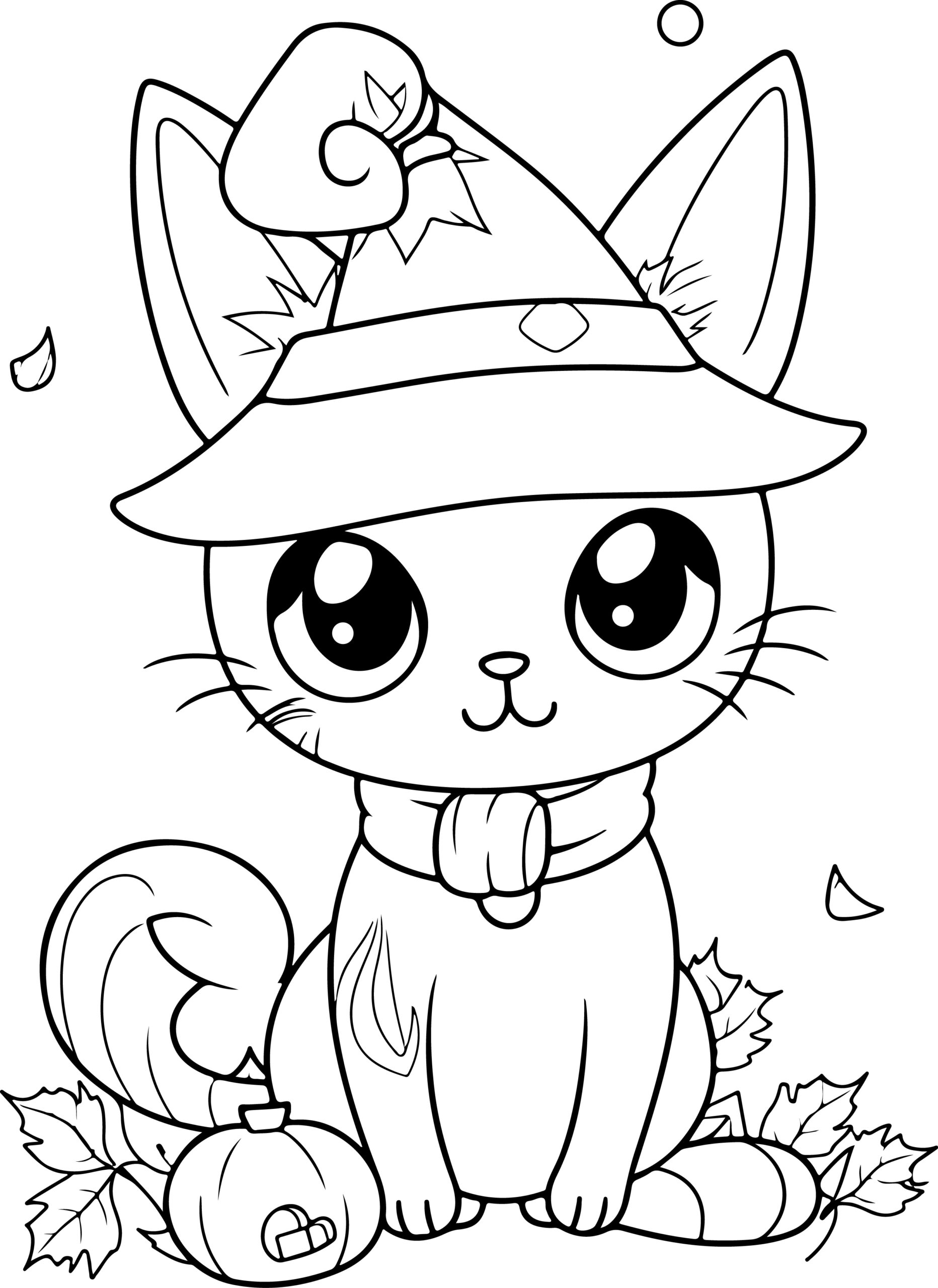 Halloween Black Cat Coloring Page