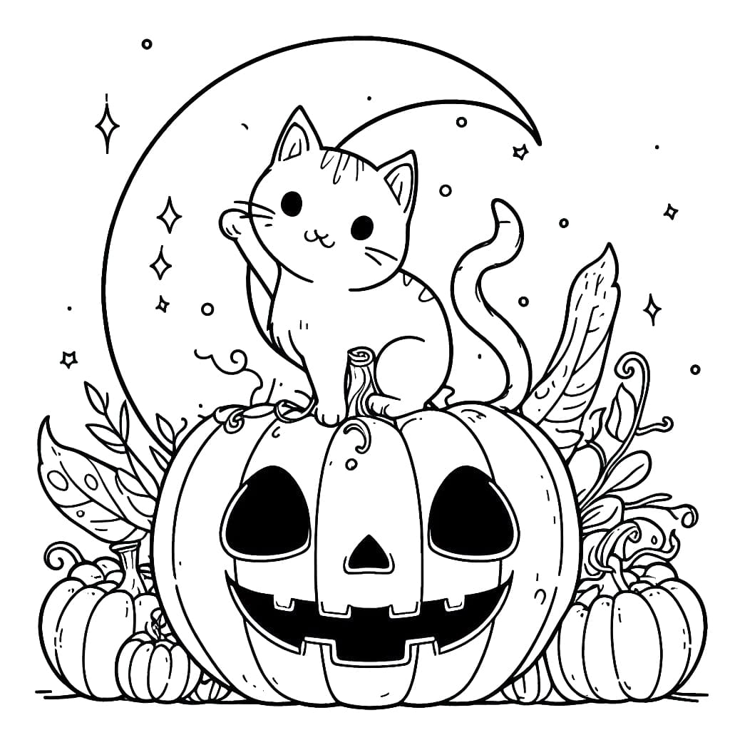 Halloween Cat Color Pages