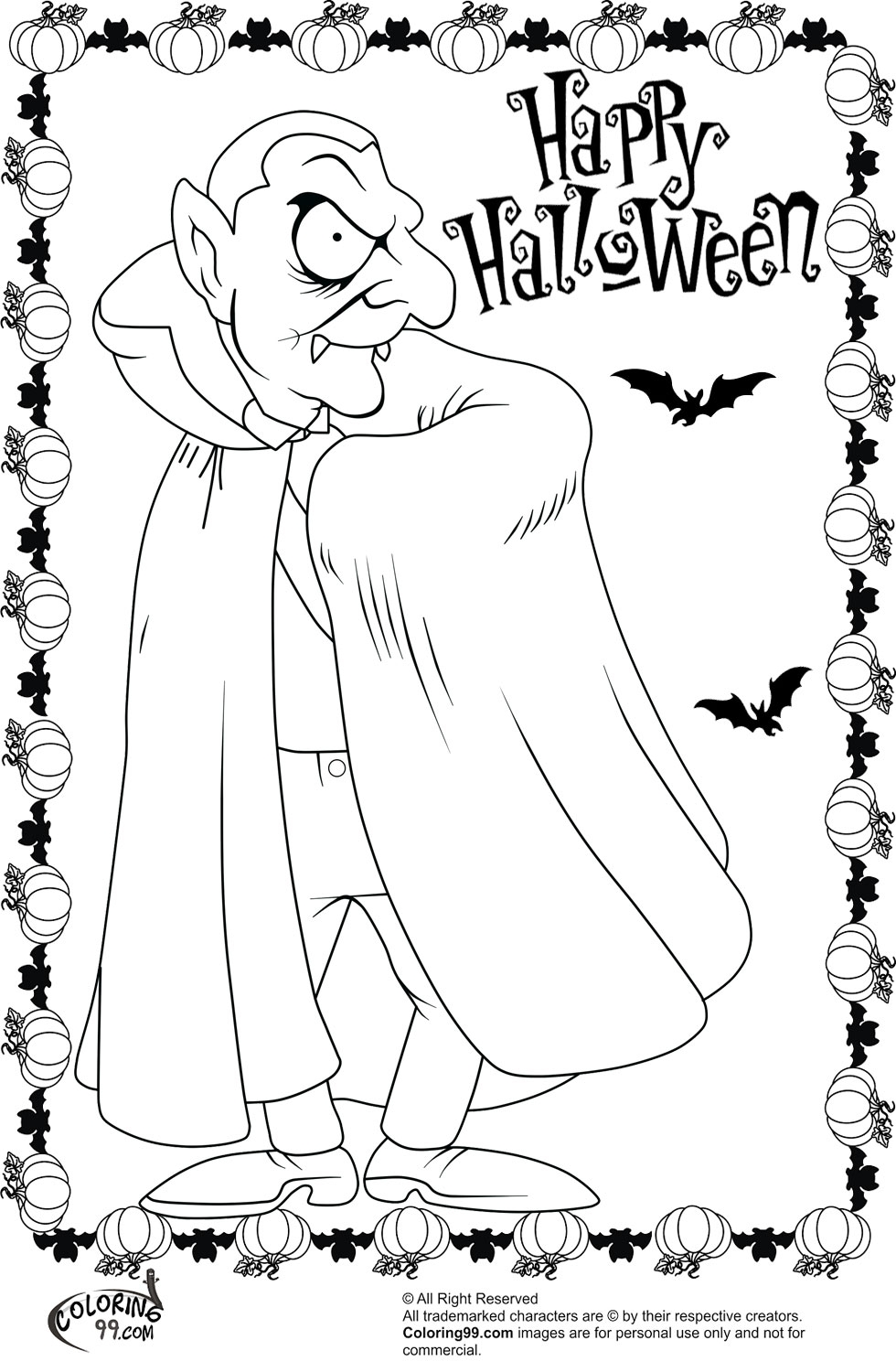 Halloween Dracula Coloring Pages Team Colors