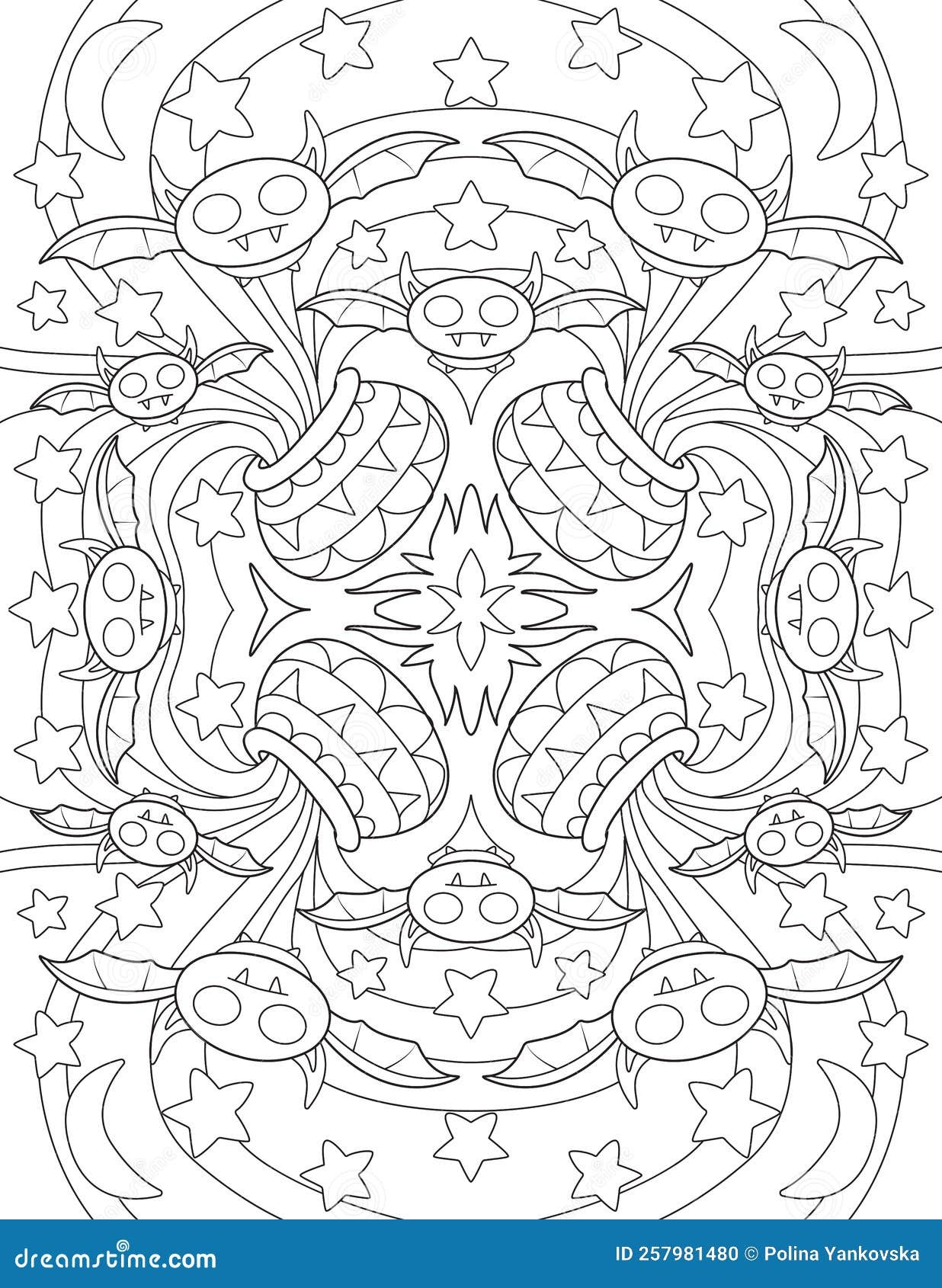 Halloween Pattern Coloring Page For Adult Stock Illustration Illustration Of Coloring Animal