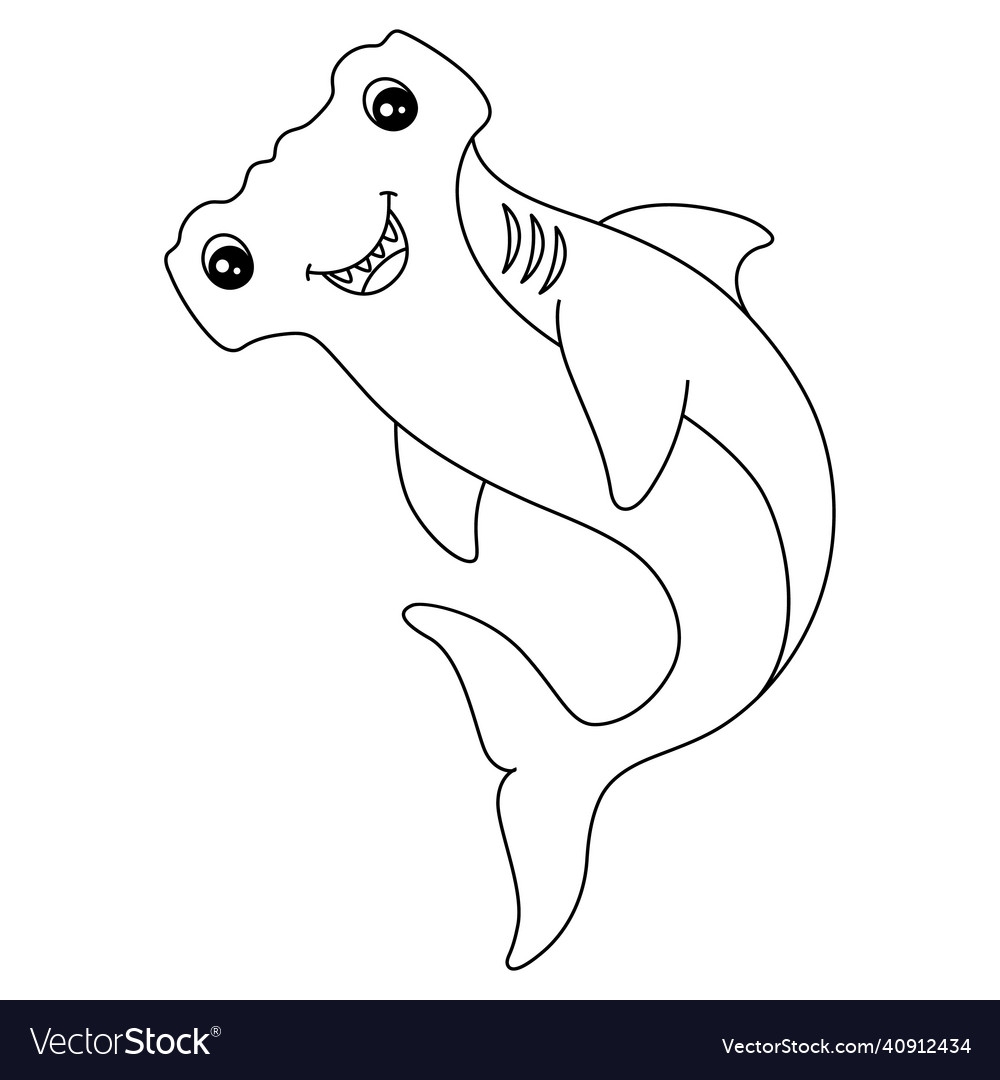 Hammerhead Shark Coloring Page Isolated For Kids Vector Image