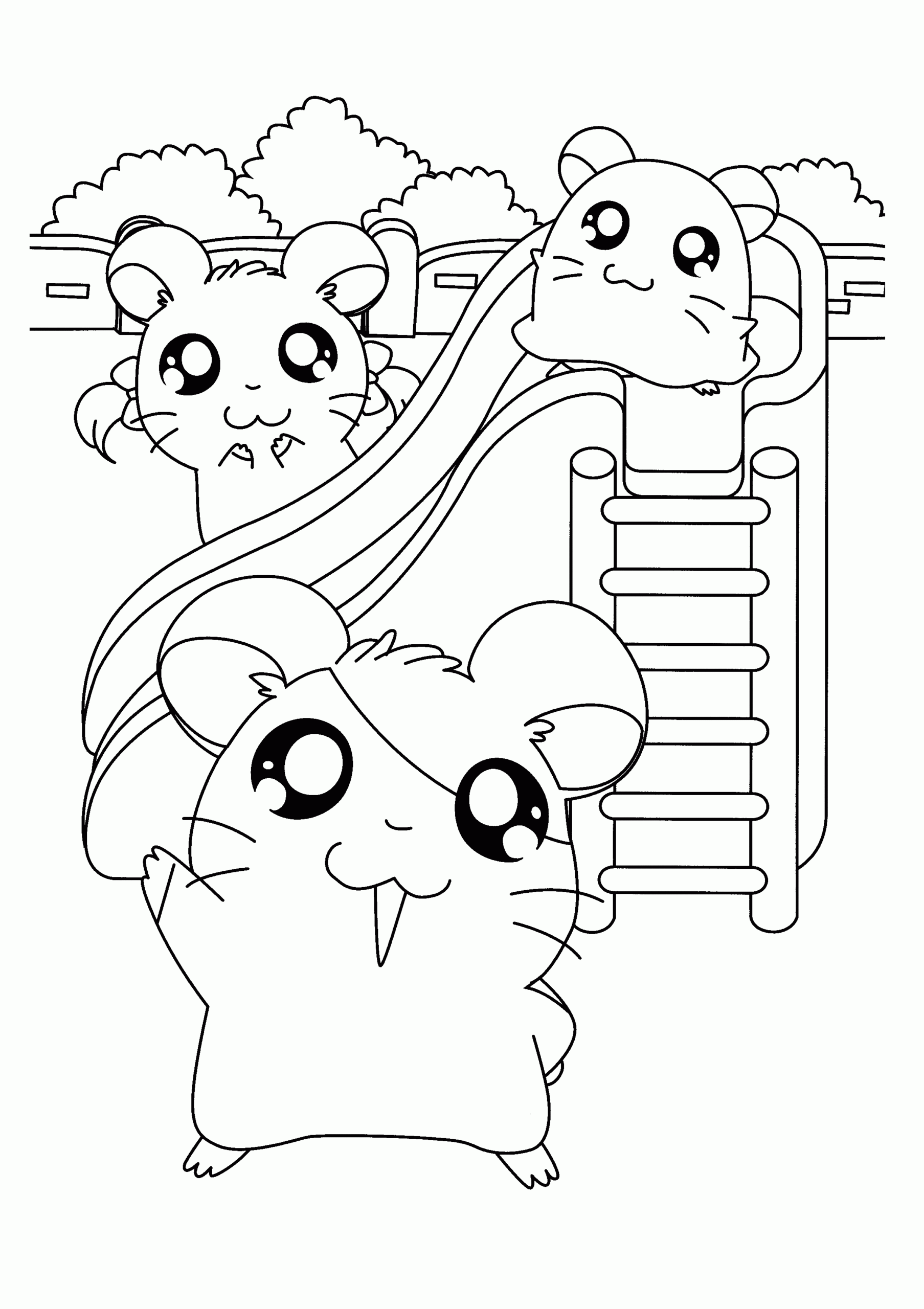 Hamtaro And Friends Play Slide Coloring Pages For Kids Fbl Printable Hamtaro Coloring Pages