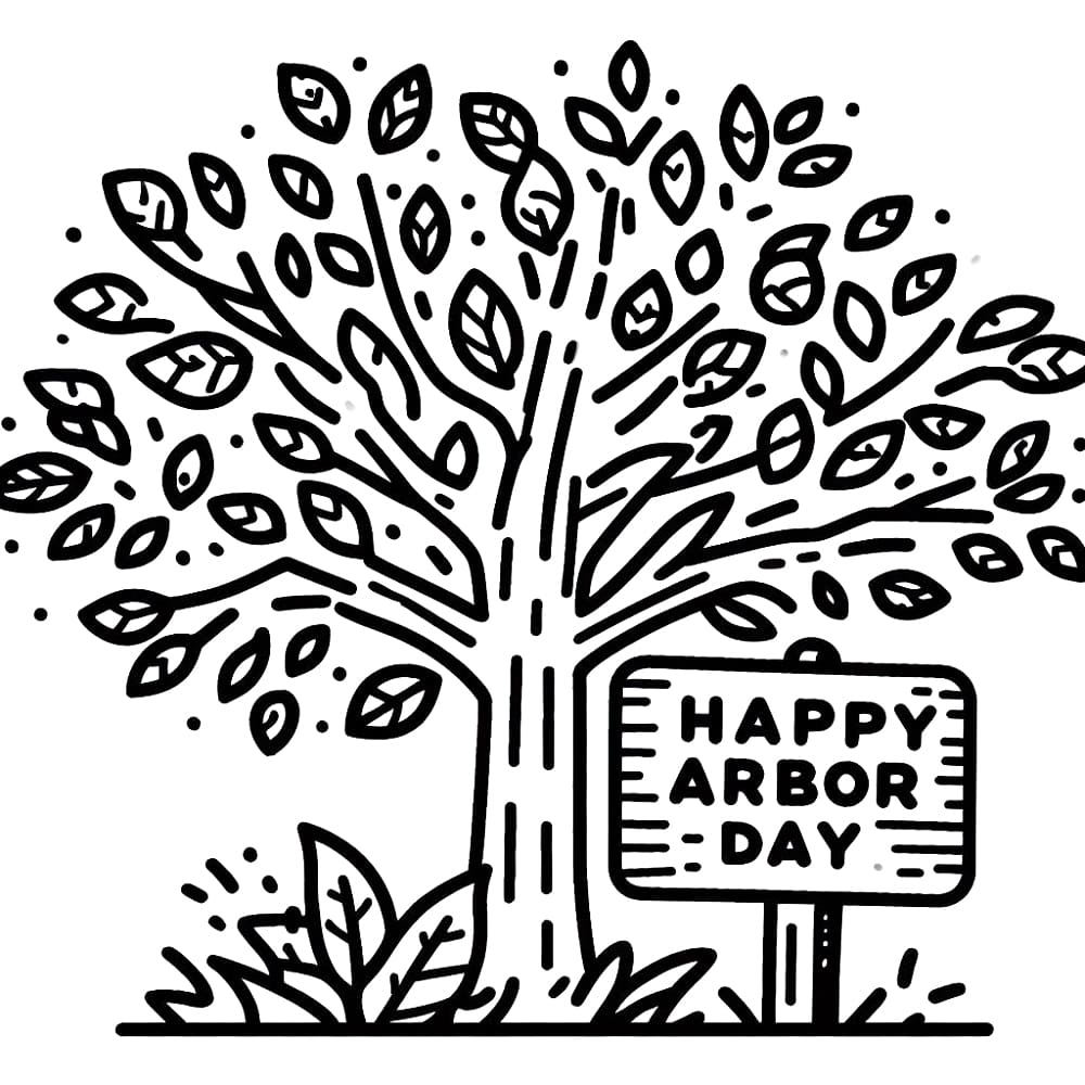 Happy Arbor Day Image Coloring Page Download Print Or Color Online For Free