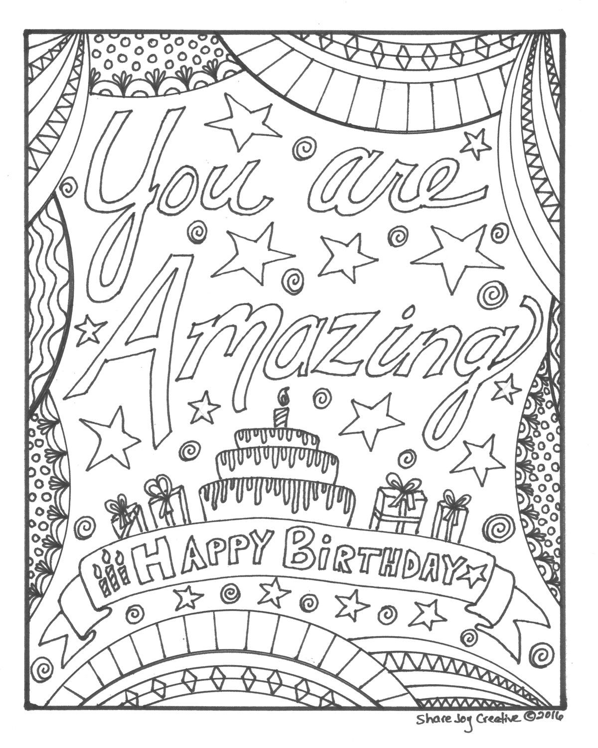 Birthday Coloring Pages For Adults