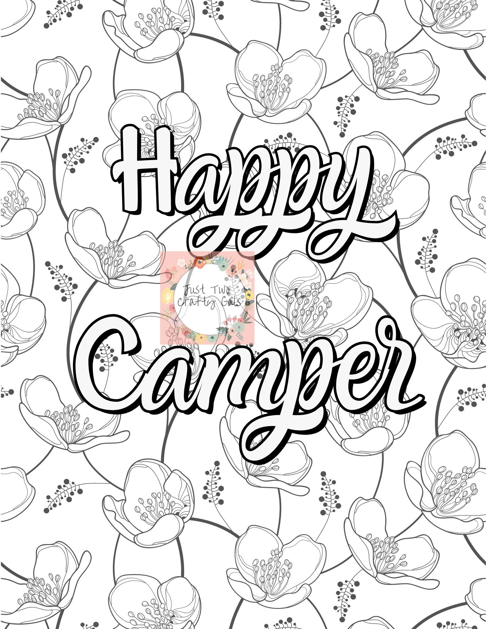Happy Camper Coloring Page Digital Download Only High Etsy