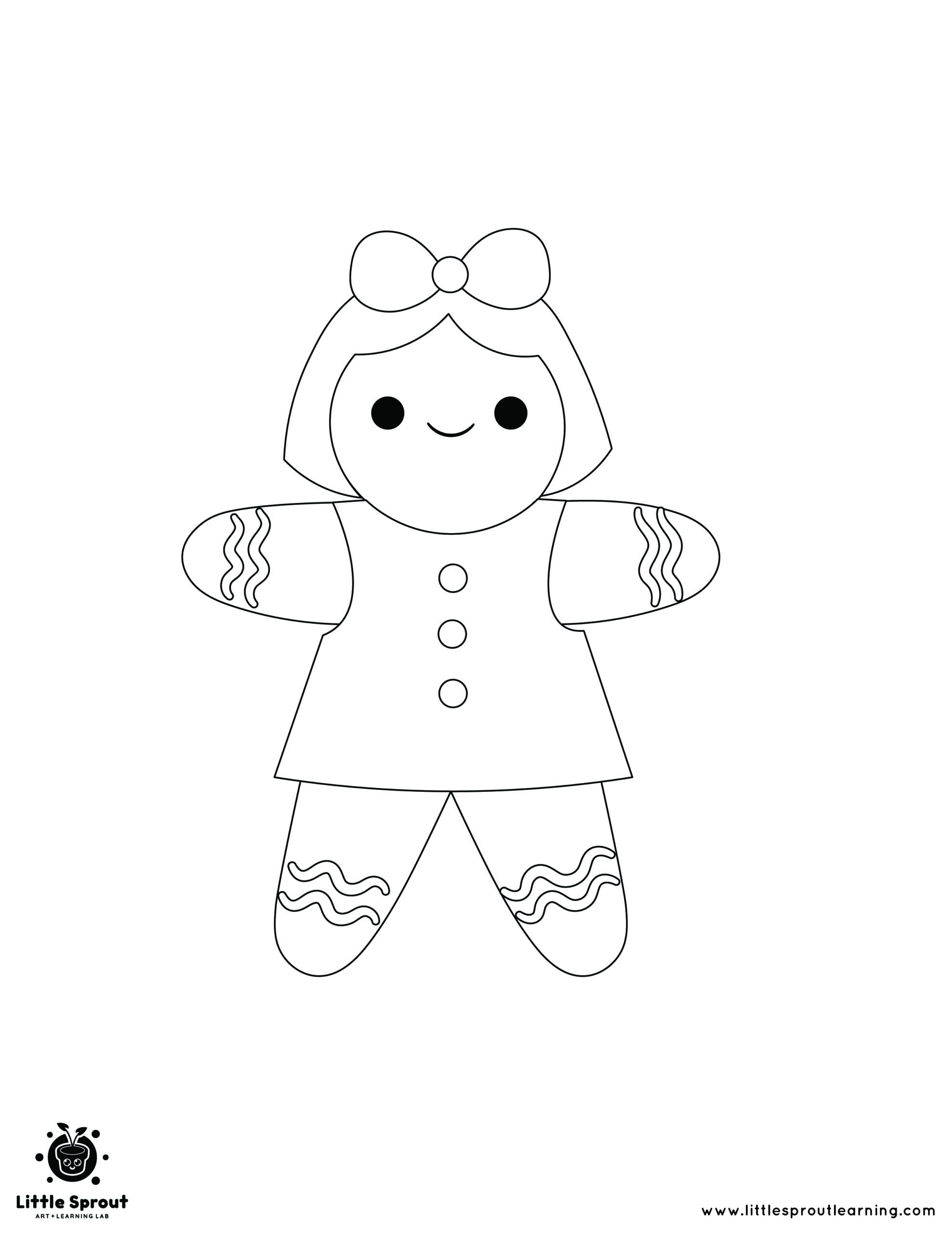 Happy Gingerbread Girl Coloring Page Little Sprout Art