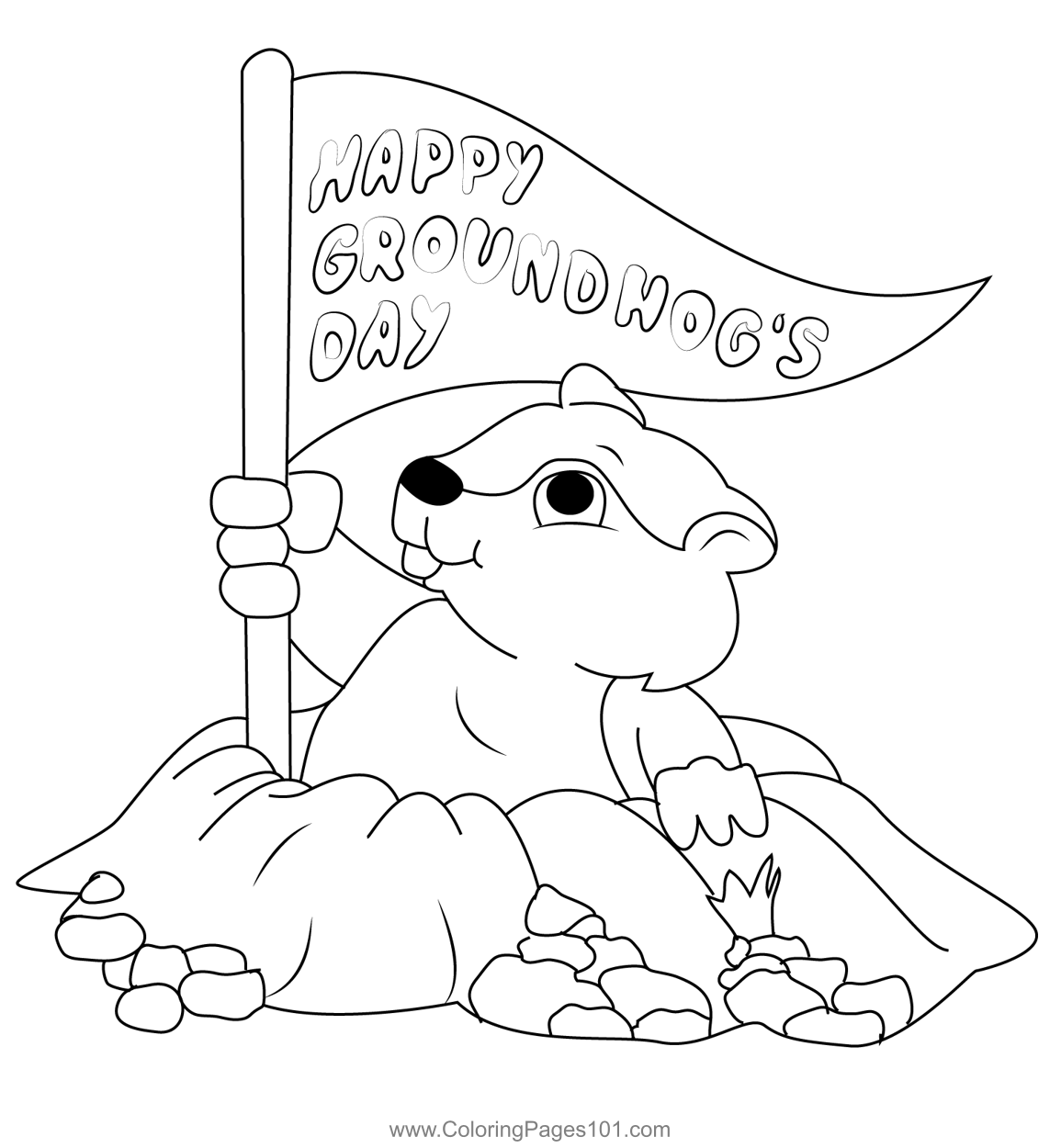 Happy Groundhog Day Coloring Page For Kids Free Groundhog Day Printable Coloring Pages Online