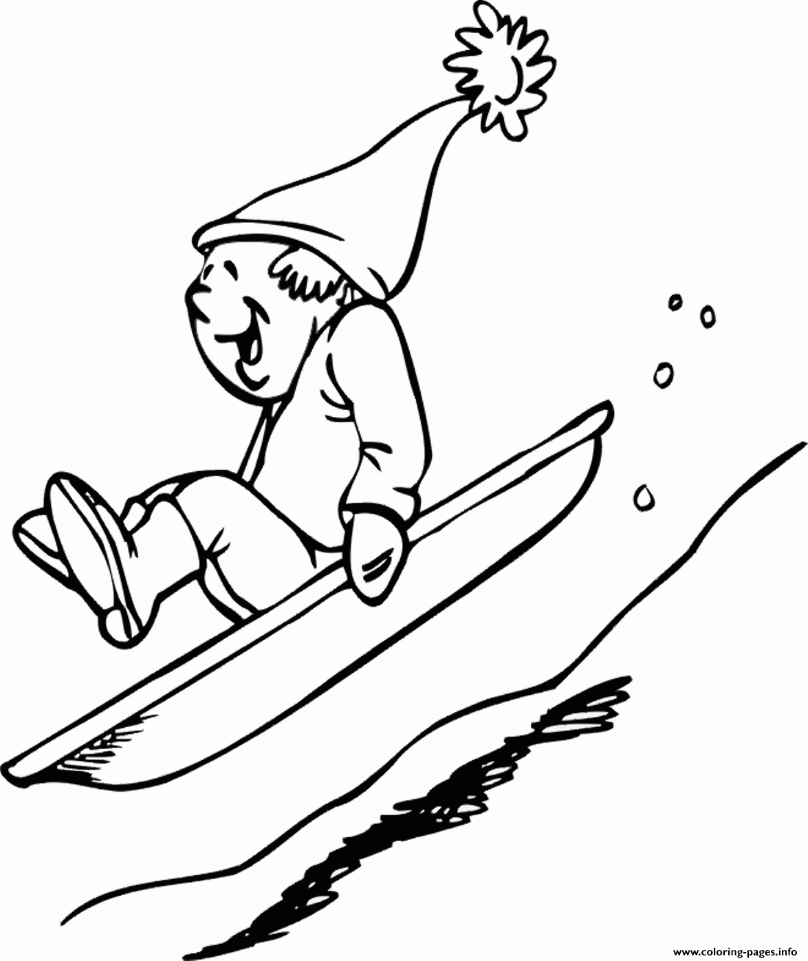 Happy Sledding Free Winter S9438 Coloring Page Printable